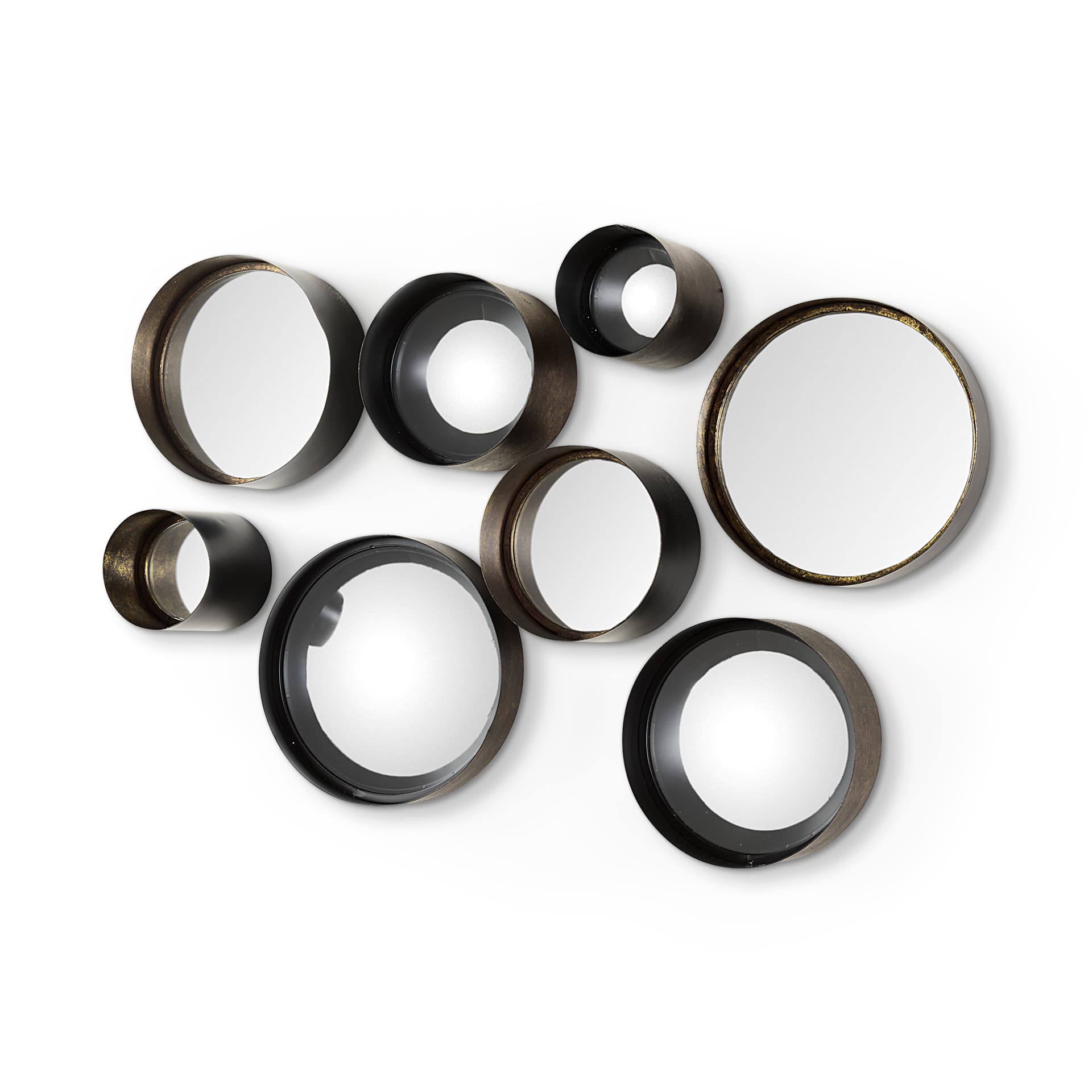 Aromaticum Set of 8 Brown Metal Mirrors — product photograph