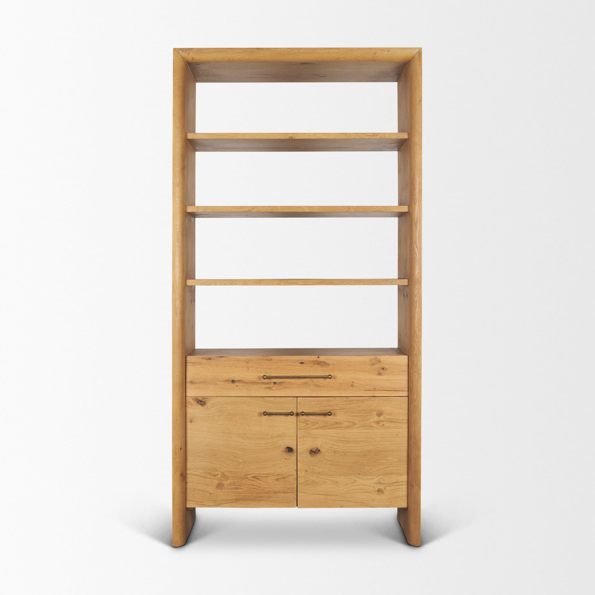 Belford 2-Door Open Light Brown Oak Wood Shelving Unit — product photograph