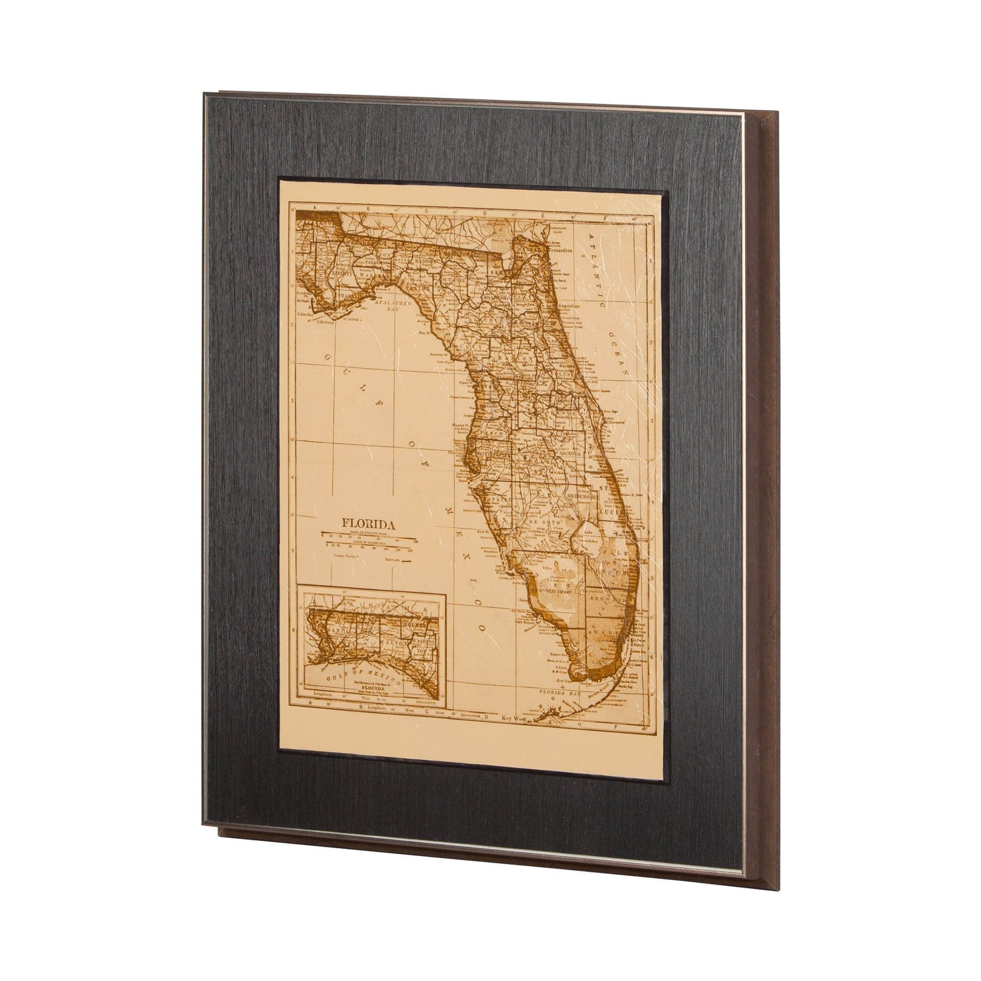 Vintage Florida Map by Mercana Studio a Hand Embellished Textured Framed Art Print — product photograph