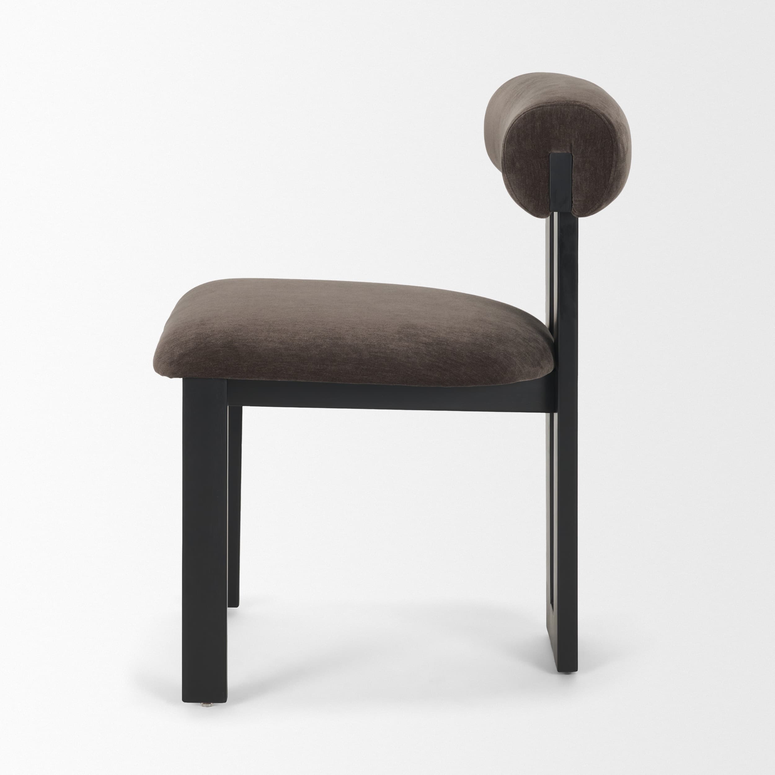 Tribeca Open Back Dining Side Chair | Charcoal Chenille w/ Black Wood — product photograph