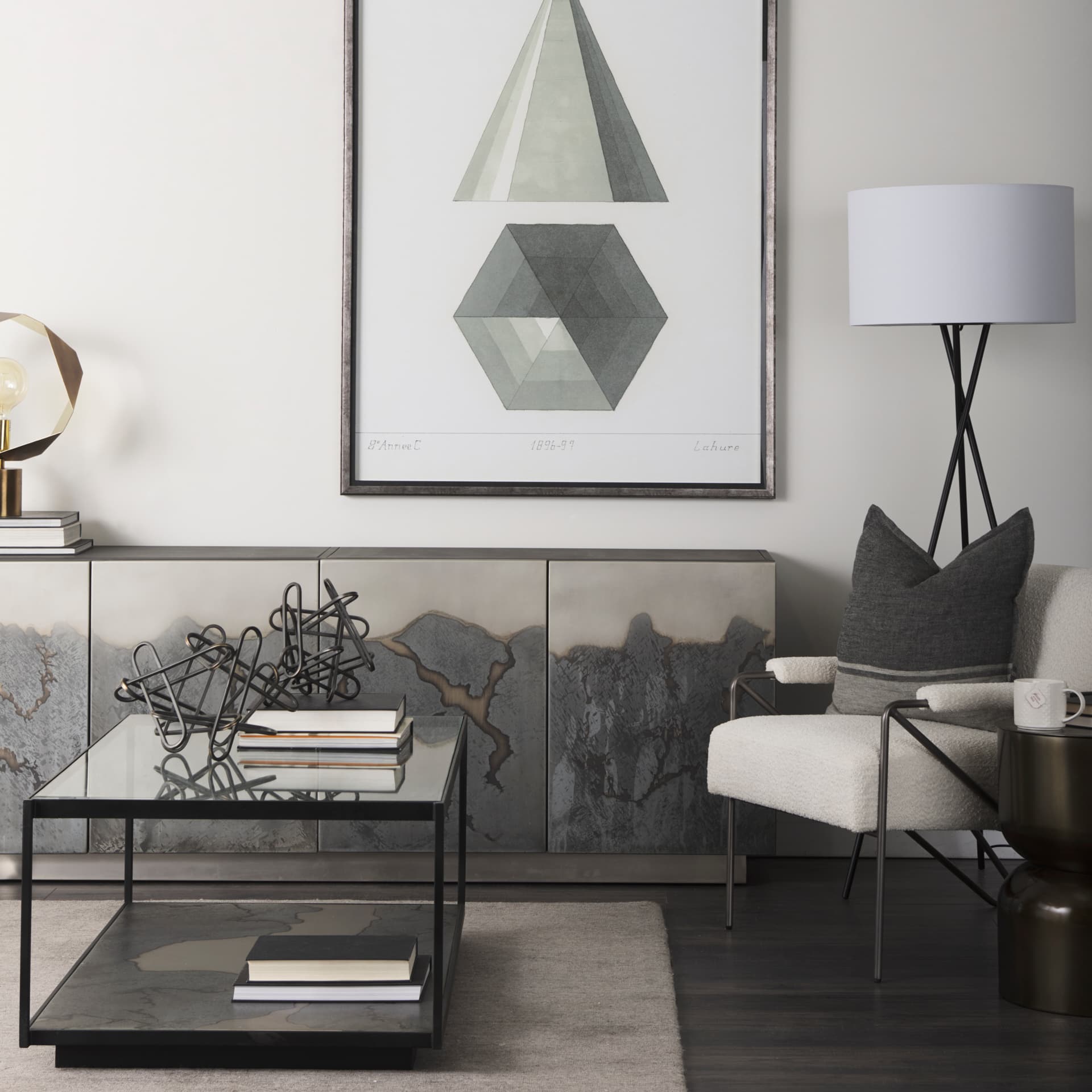 Roxdale 82.0L x 18.0W x 29.0H Acid Wash Metal Sideboard — product photograph