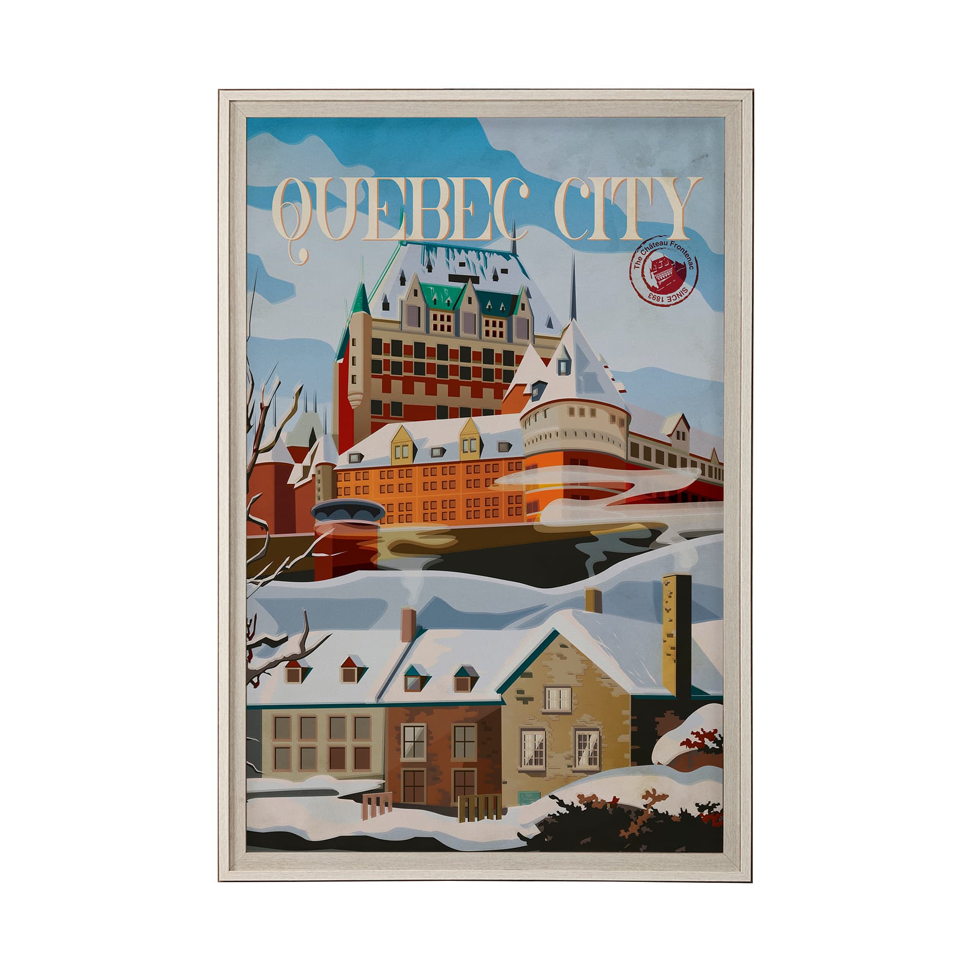 Quebec City Go Canada (XL) by Mercana Studio Hand Embellished Decograph Framed Art Print under Glass — product photograph