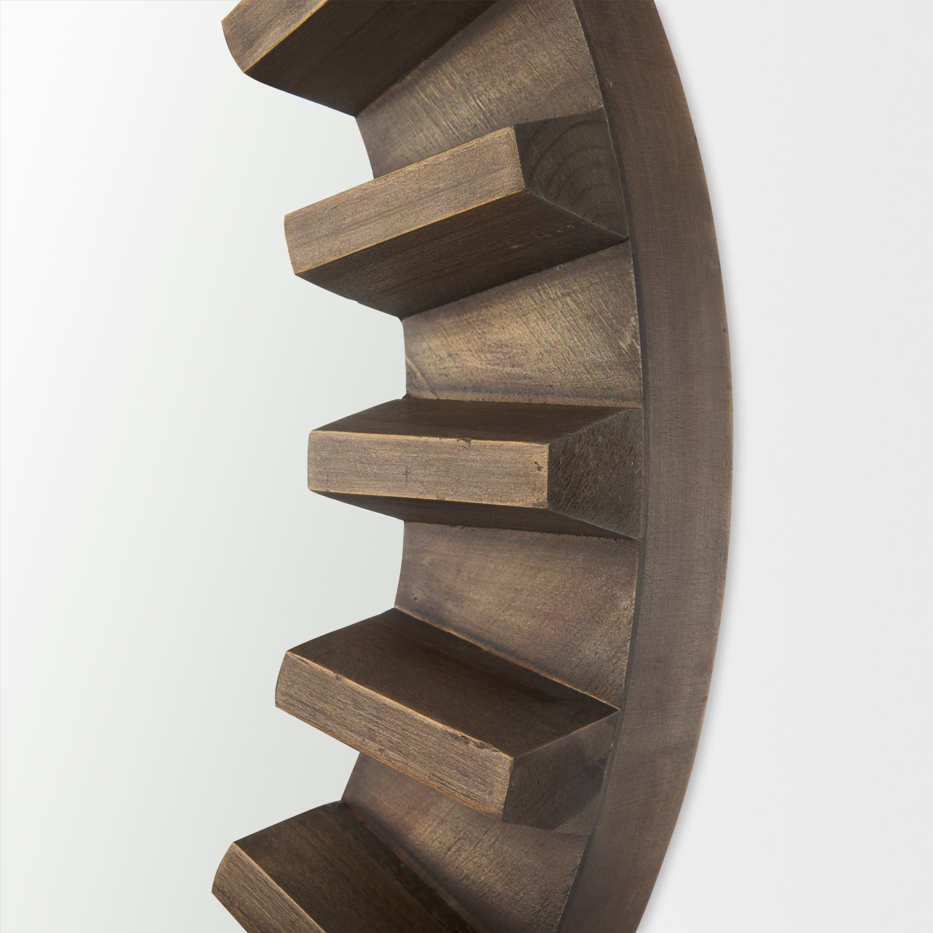 Sprocket 26" Round Brown Wood Frame Mirror — product photograph