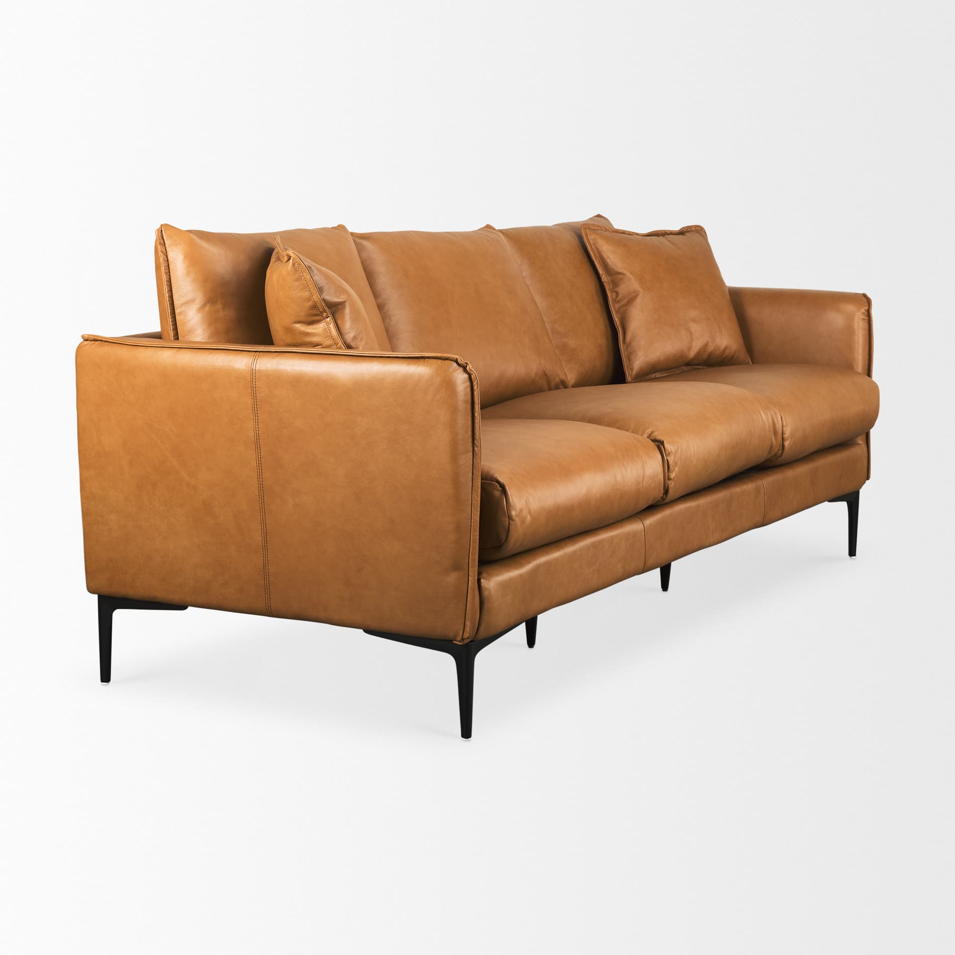 Lake Como 85.8W Tan Leather Three Seater Sofa — product photograph
