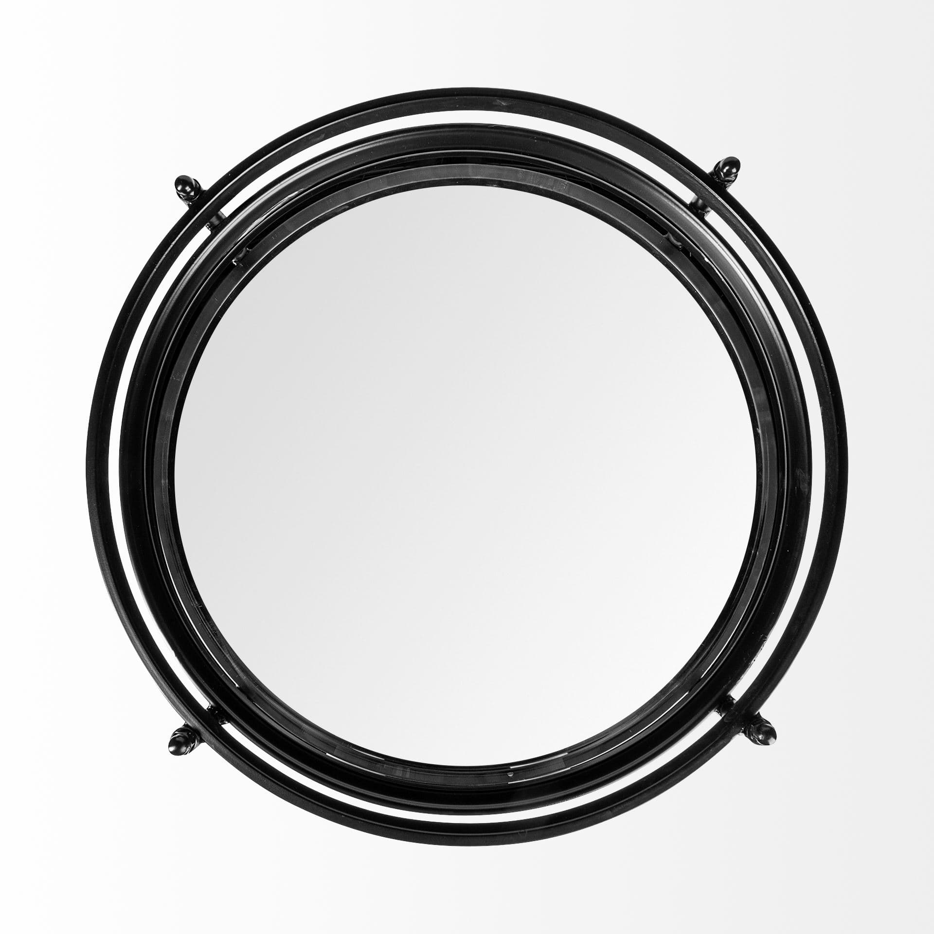 Ada Round Shape Black Metal Frame Two-Tier w/Glass Shelf Bar Cart — product photograph