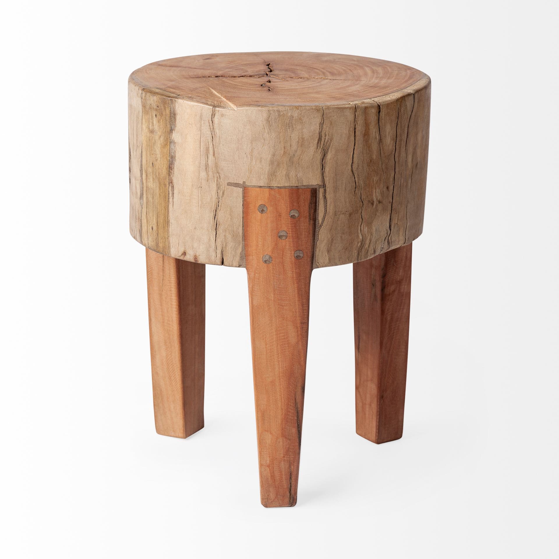 Asco 18"H Rustic Solid Reclaimed Wood Stool — product photograph
