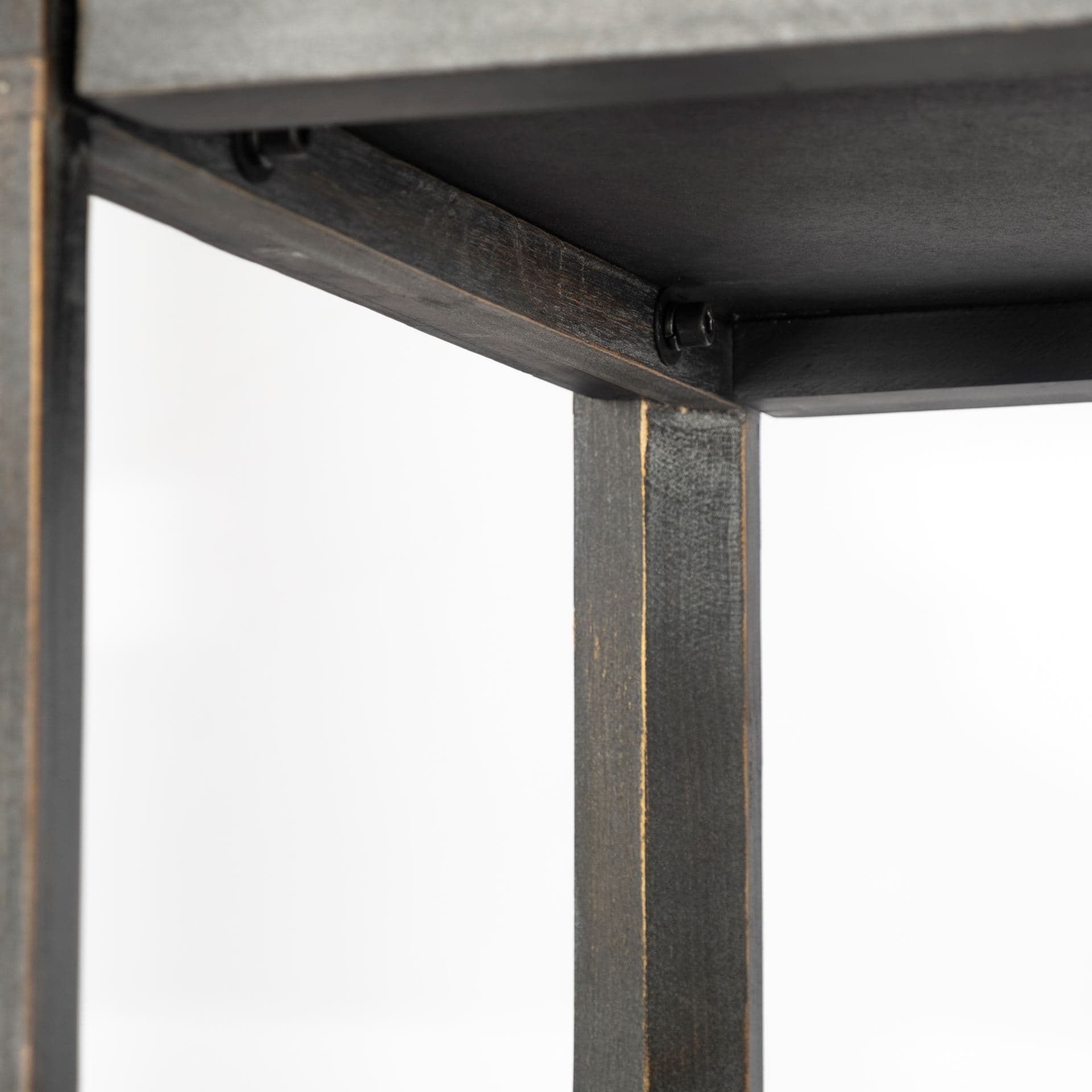 Sunnyvale 32L x 18W x 90H Dark Brown Solid Wood and Mirrored Glass Four Shelf Shelving Unit — product photograph