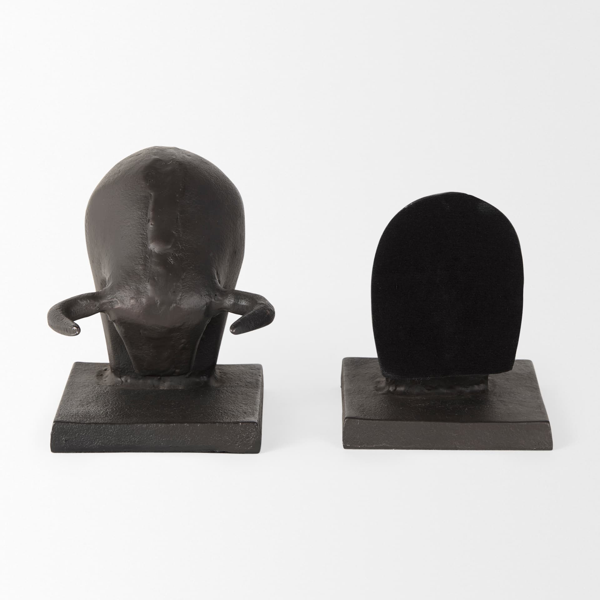 Tauro III (Set of 2) 10L x 5W Black Cast Aluminum Raging Bull Bookends — product photograph