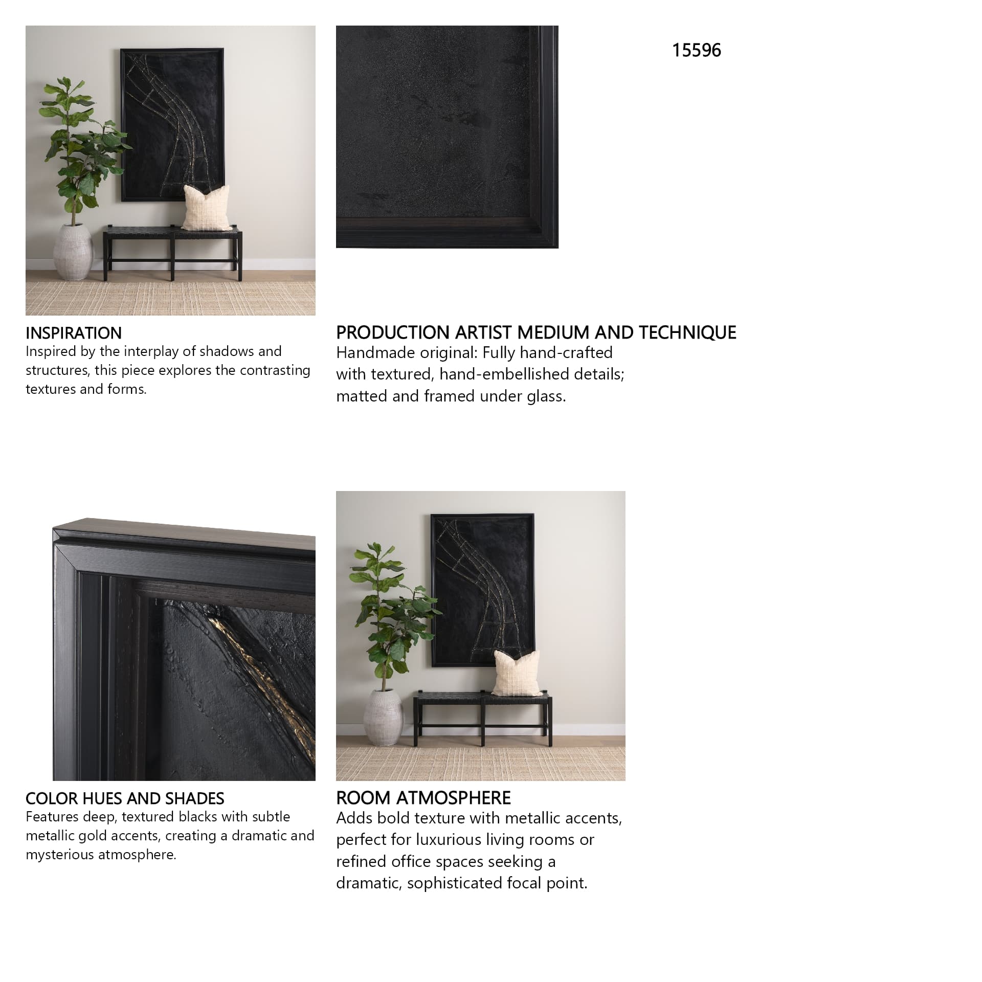 Descent I by Studio M a handmade Original Framed 3D Textured Artwork under Glass — in a styled room
