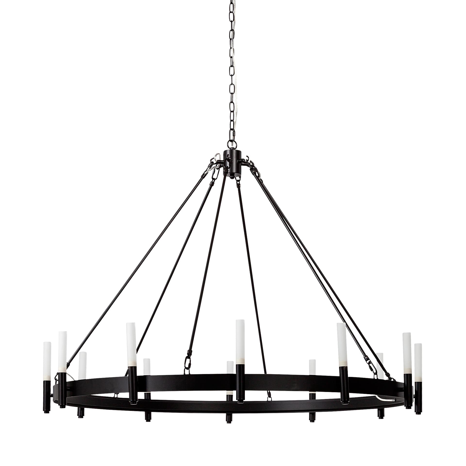 Decamp I (47.2"x36.2") Black Metal Chassis Glass Tube Twelve Light Chandelier — product photograph