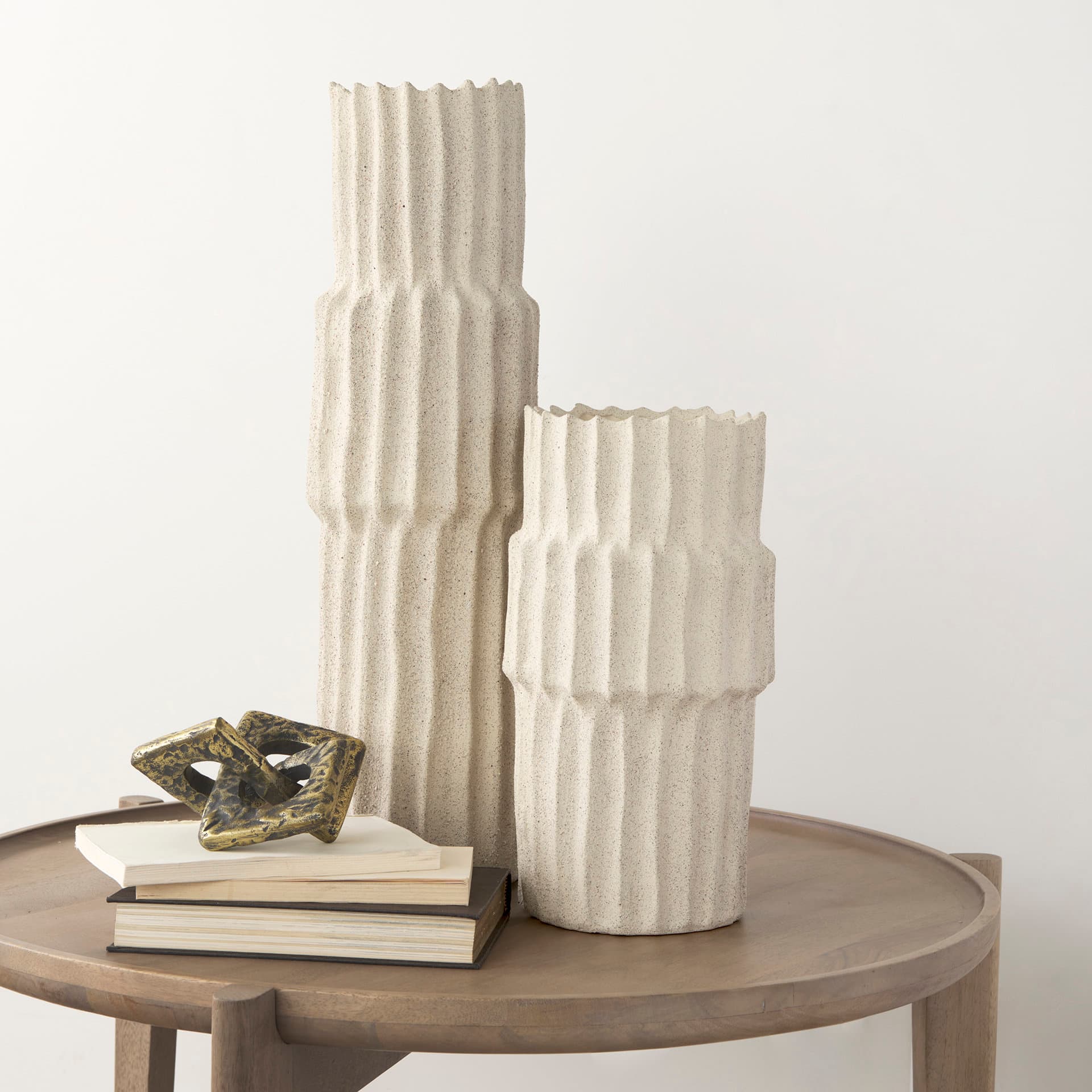Cardon 14.4H Cream Ceramic Vase — product photograph