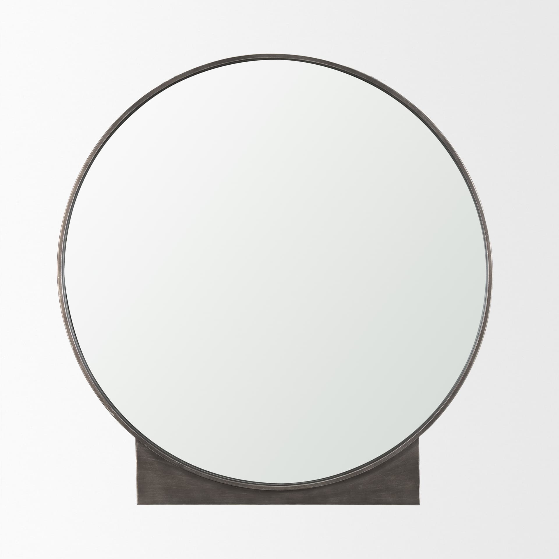 Tillie Round Gunmetal w/ Textured Metal Frame Wall Mirror — product photograph