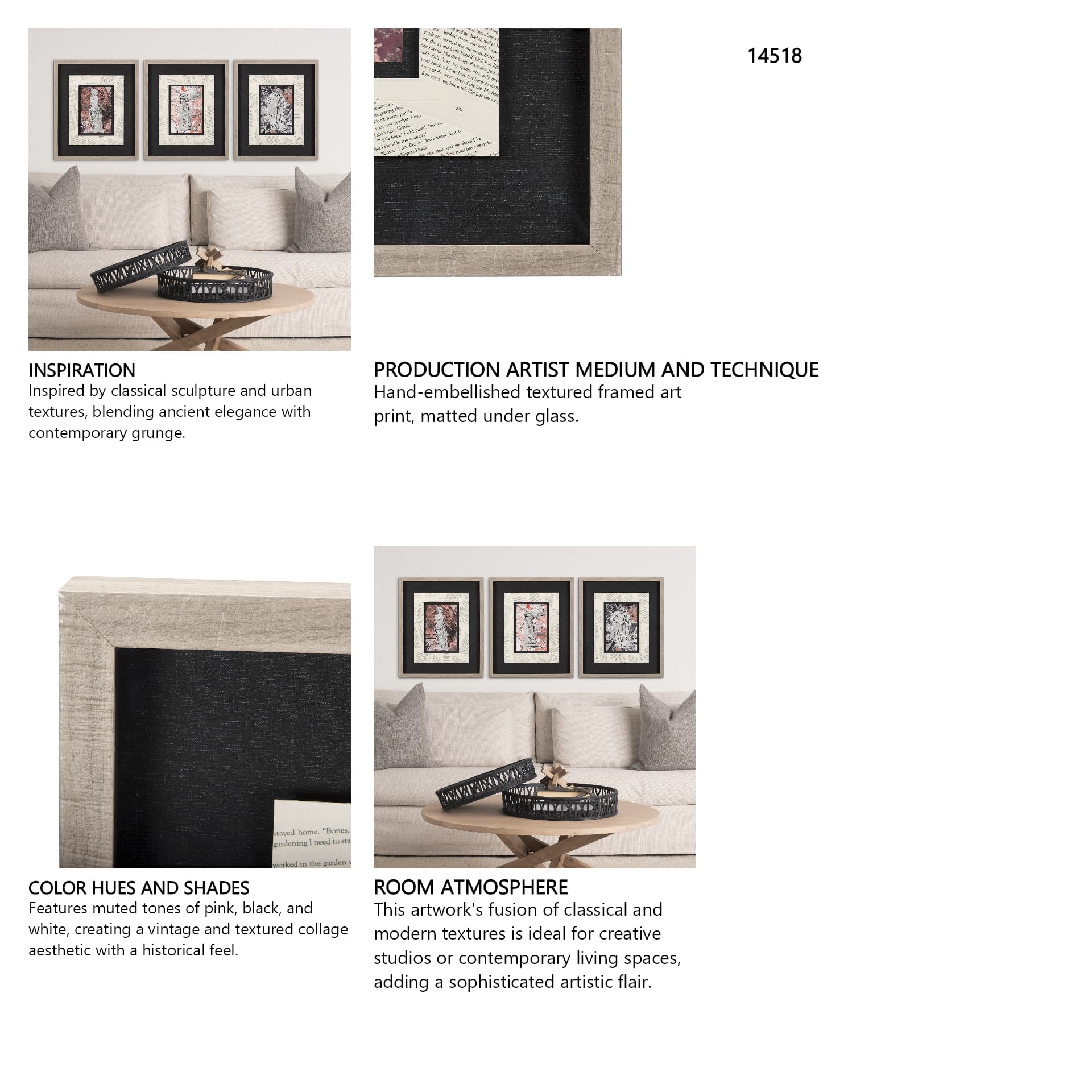 Graffiti Sculpture V by Mercana Studio Hand Embellished Textured Framed Art Print Matted under Glass — in a styled room