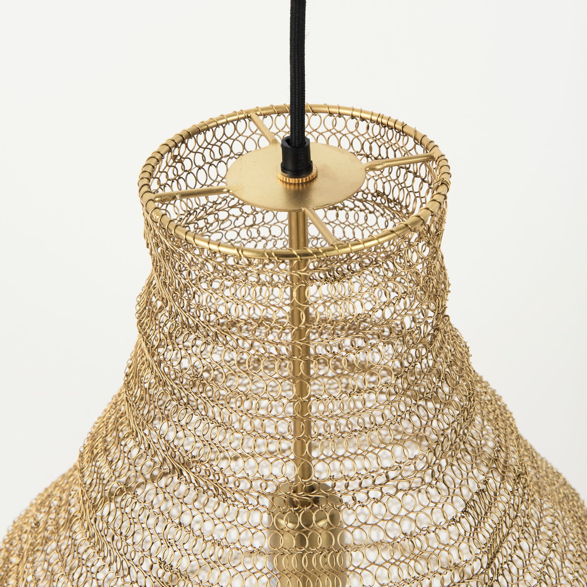 Halycon 16.0L x 16.0W x 20.0H Gold Mesh and Iron Pendant Light — product photograph