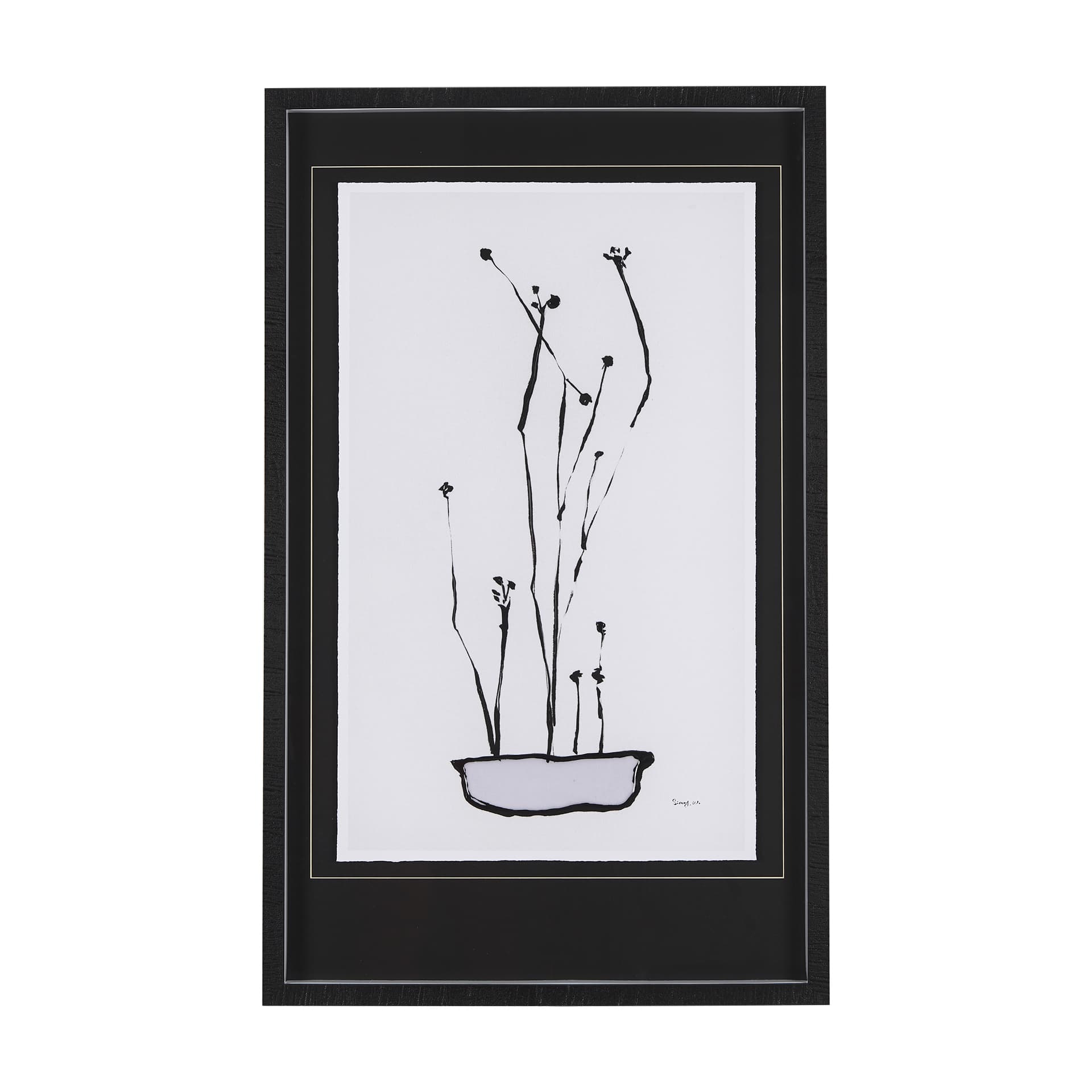 Organic Line Drawing I by Mercana Studio Hand Embellished Framed Art Print Matted under Glass — product photograph