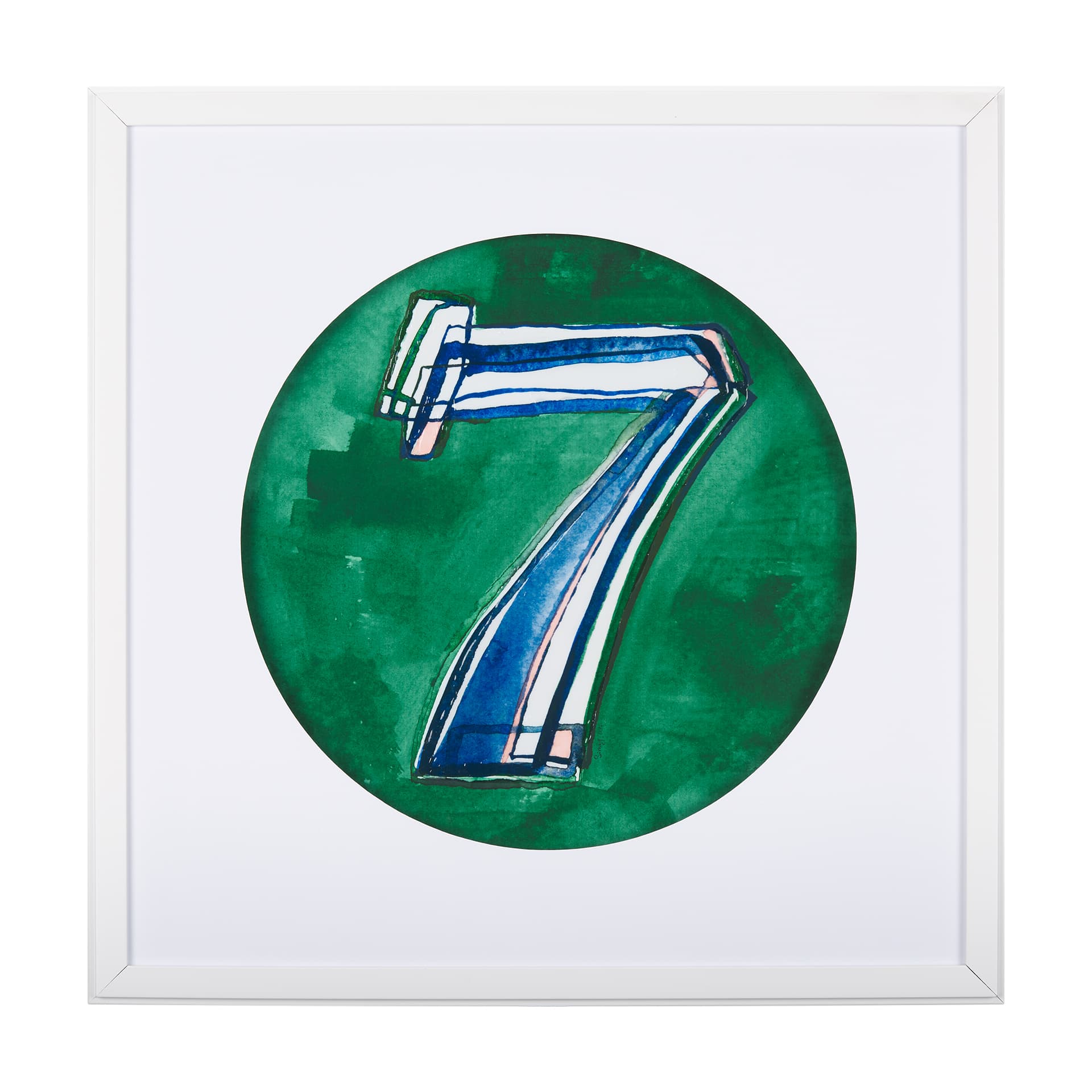 Numbers VII by Mercana Studio a Hand Embellished Textured Framed Art Print Matted under Glass — product photograph