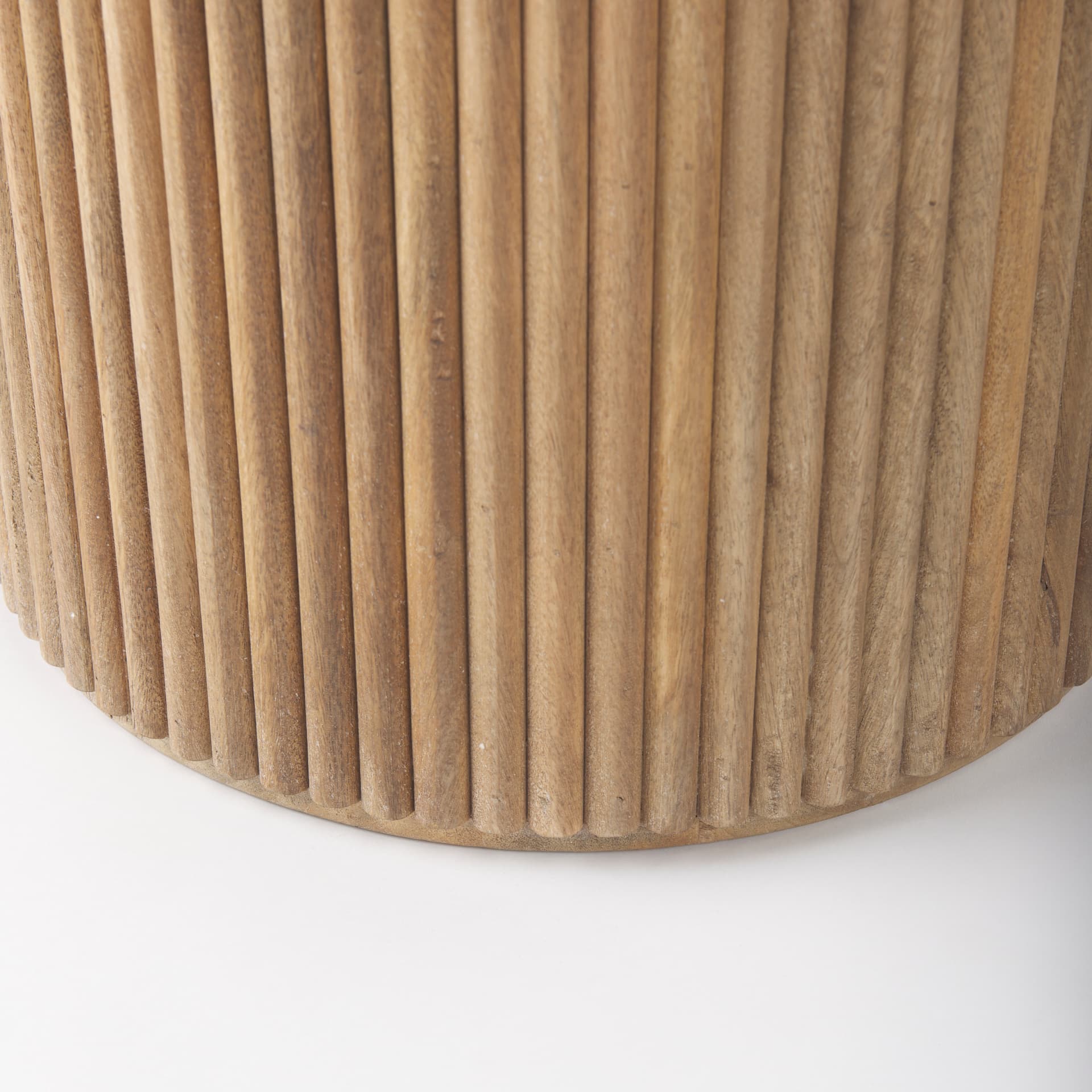 Terra 18L x 18W x 22H Light Brown Wood Fluted Round Side Table — product photograph