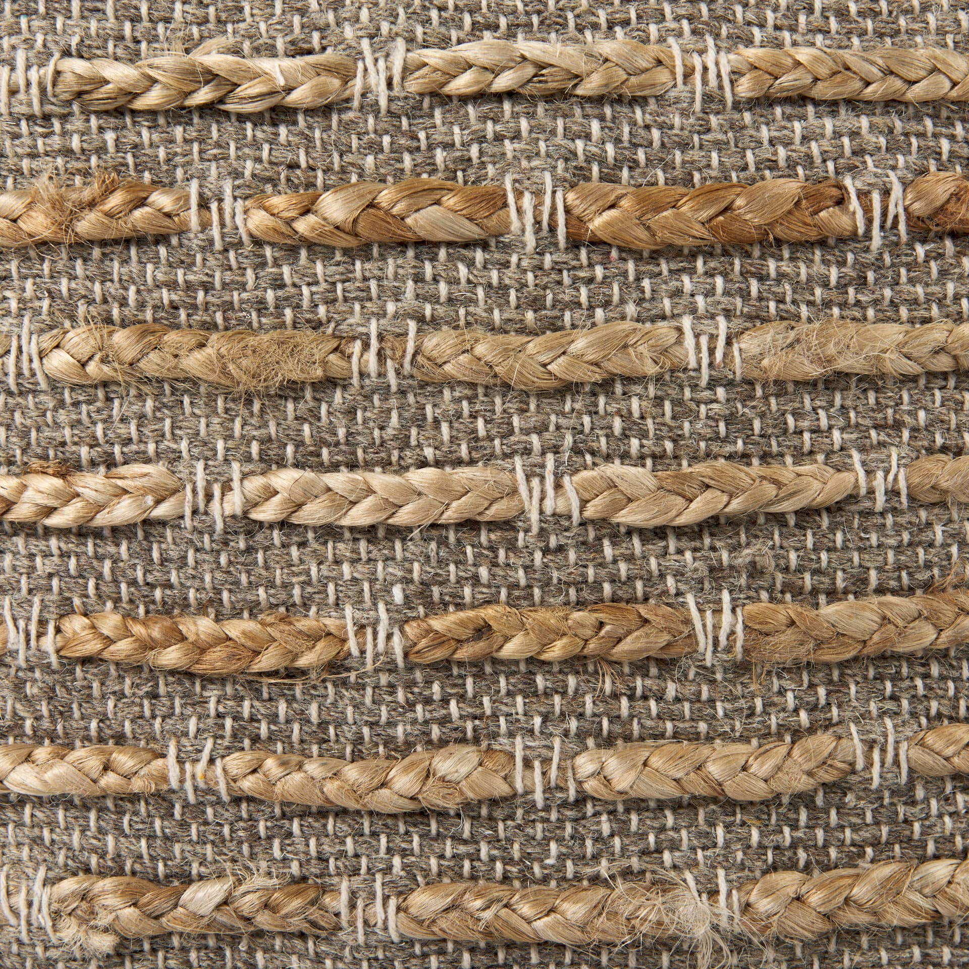 Binita 16.0L x 16.0W x 16.0H Gray/Brown Hemp Wool and Cotton Pouf — product photograph