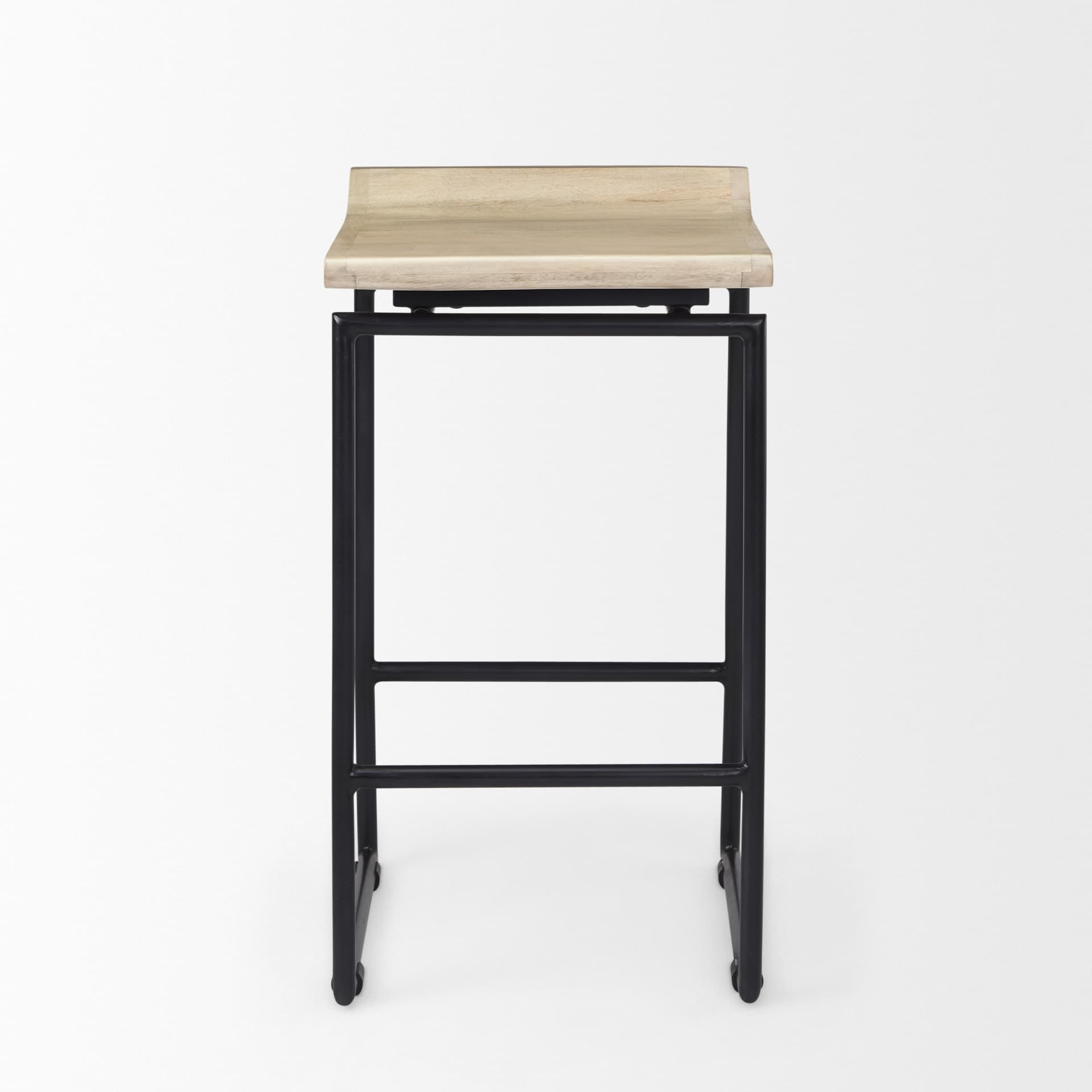 Givens Backless 26in Seat Counter Stool | Natural Wood w/ Black Metal — product photograph