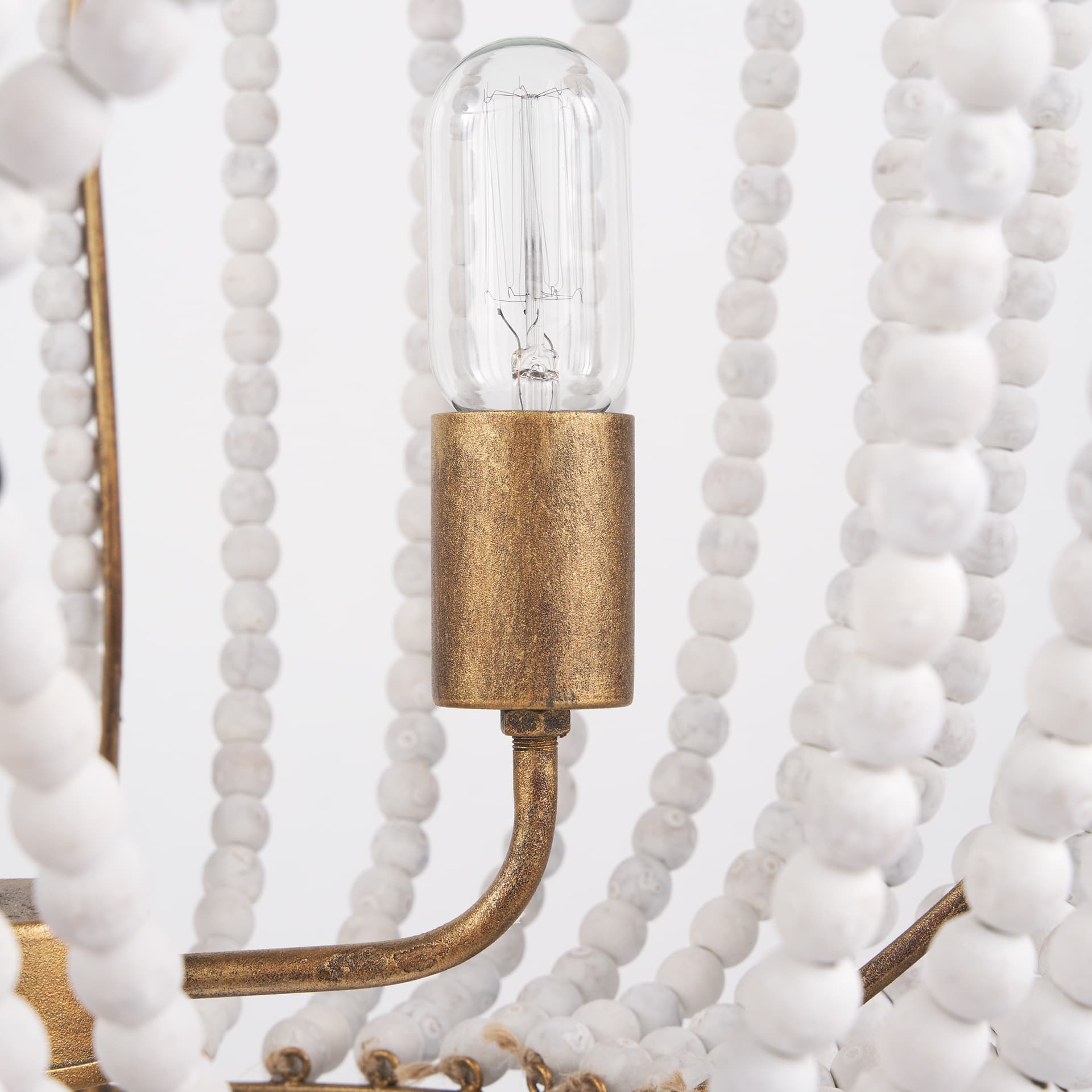 Rhone Gold Metal and Wood Beaded Chandelier — product photograph