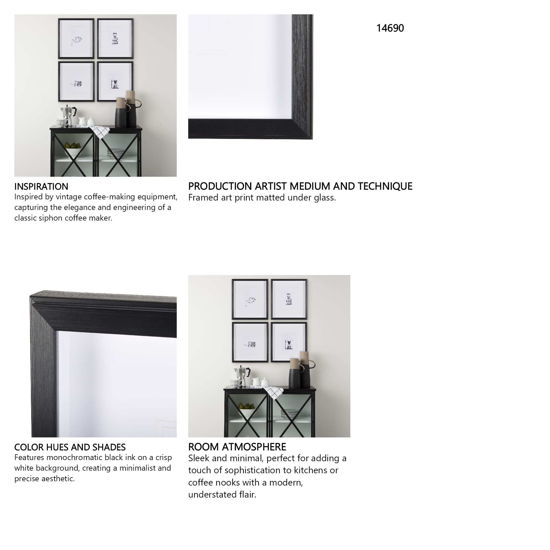 Siphon Coffee Maker by Simeng a Framed Art Print Matted under Glass — in a styled room