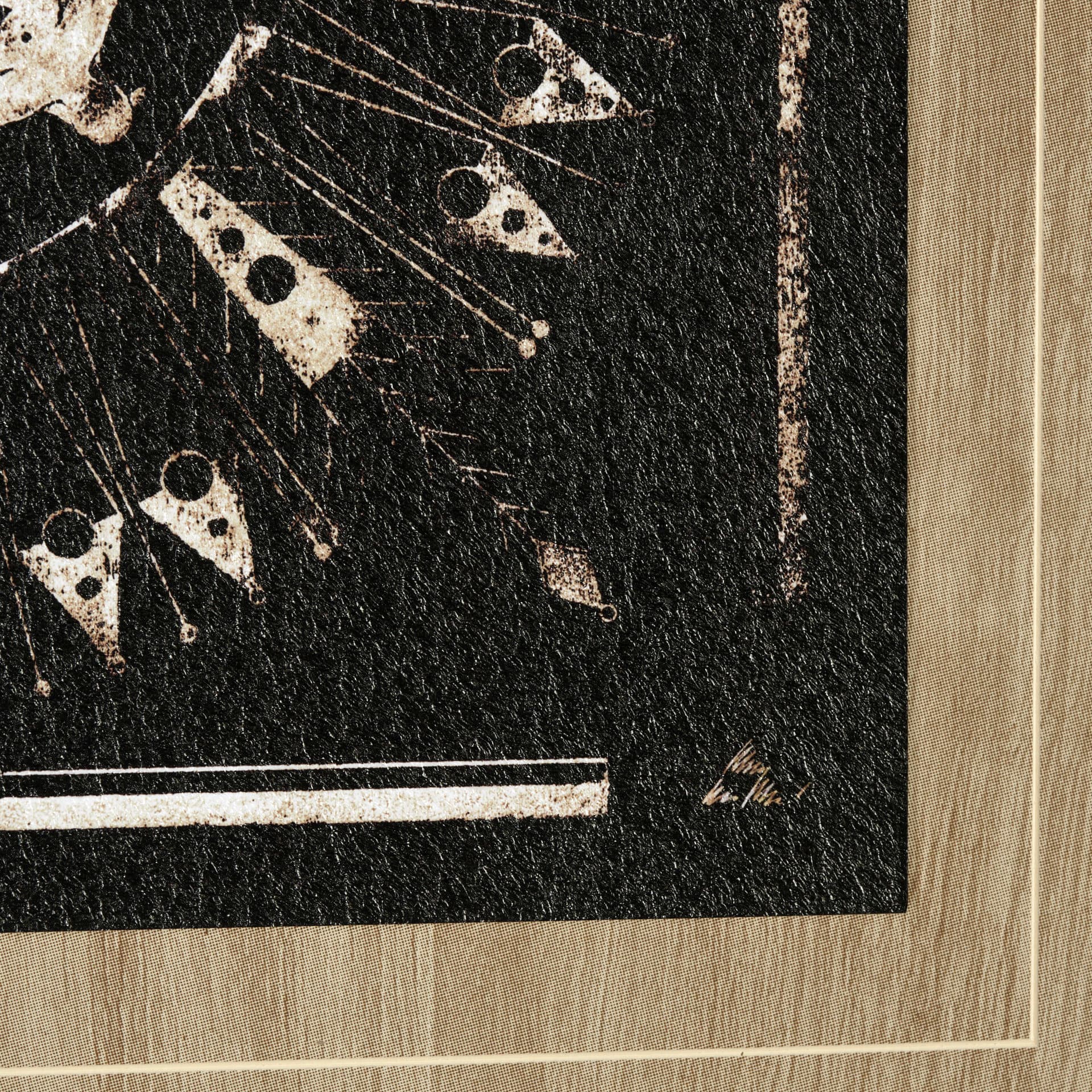 Sandpainting-Ink I by Mercana Studio a Hand Embellished Textured Framed Art Print Matted under Glass — product photograph