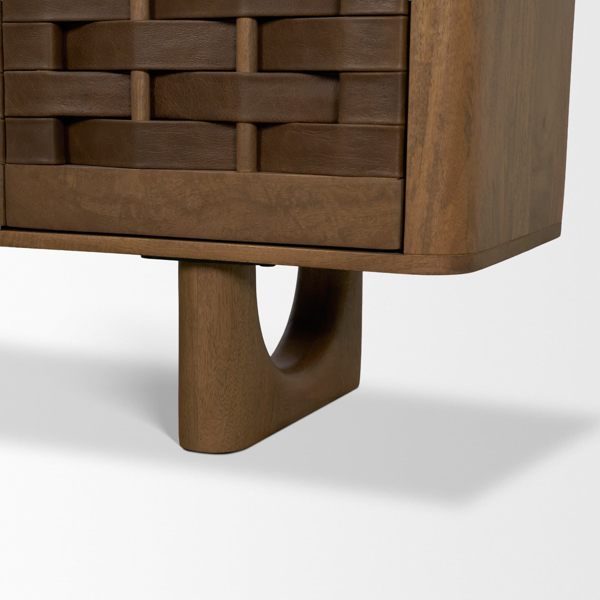 Wexlan Solid Wood w/ Leather Weave 4 Door Closed Sideboard — product photograph