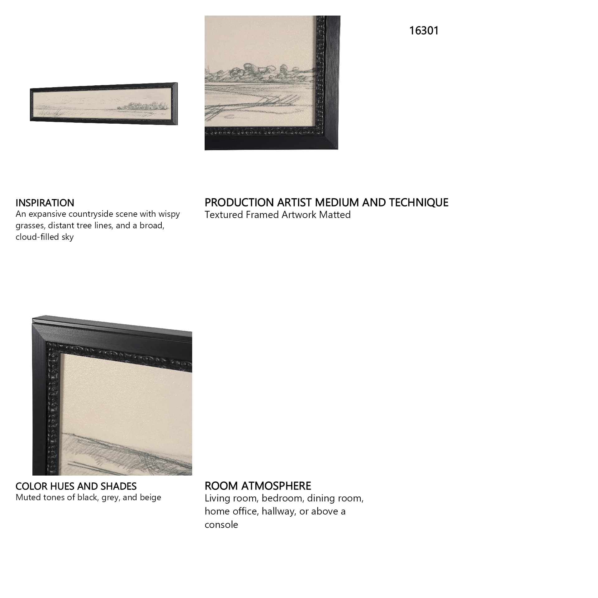 Landscape in Graphite No.3 by Mercana Studio Textured Framed Artwork Matted — product photograph