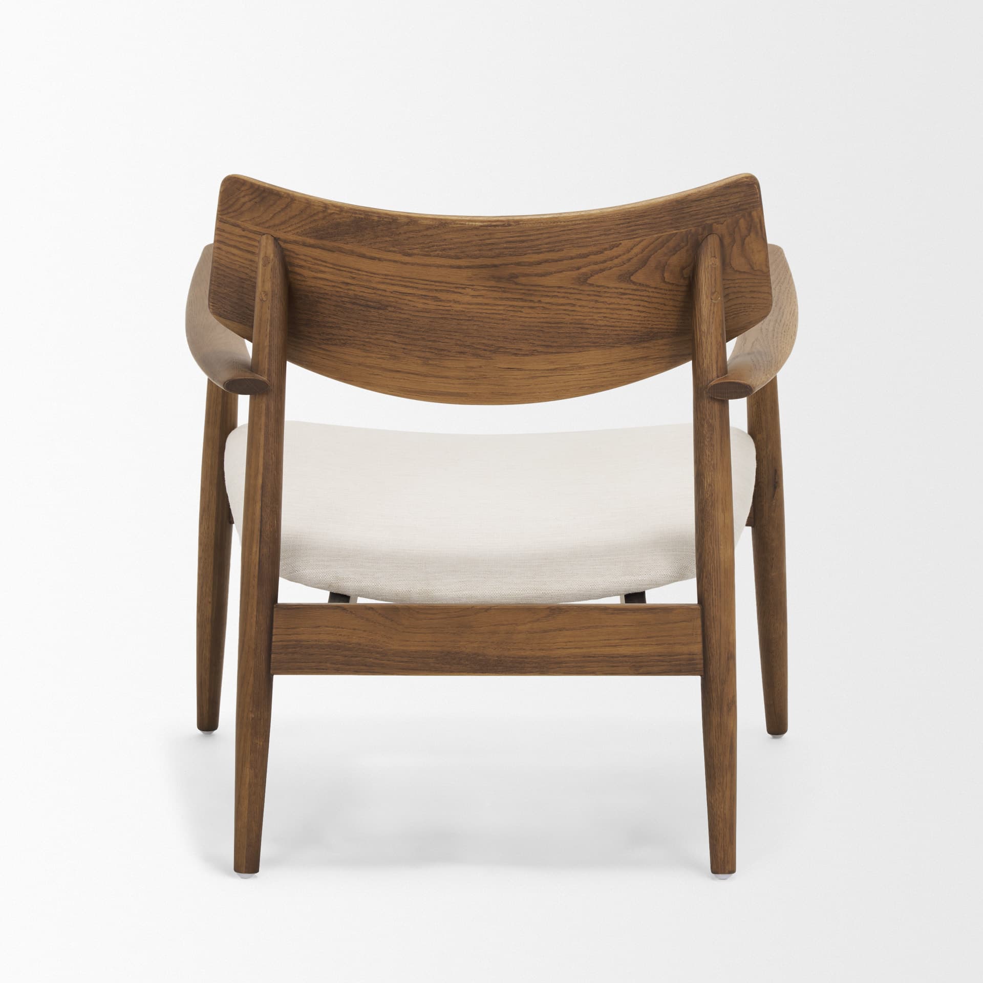Haggen Medium Brown Oak Wood w/ Cream Fabric Accent Chair — product photograph