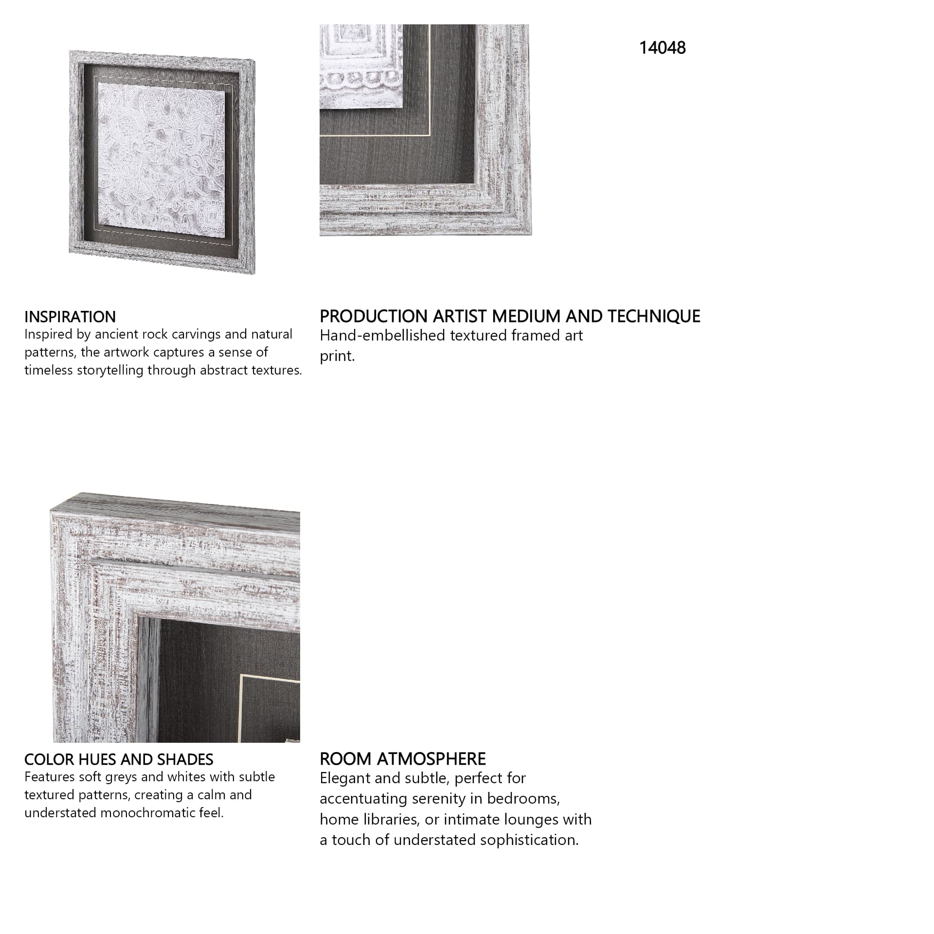 Vintage Tile Collection I by Mercana Studio a Hand Embellished Textured Framed Art Print — in a styled room