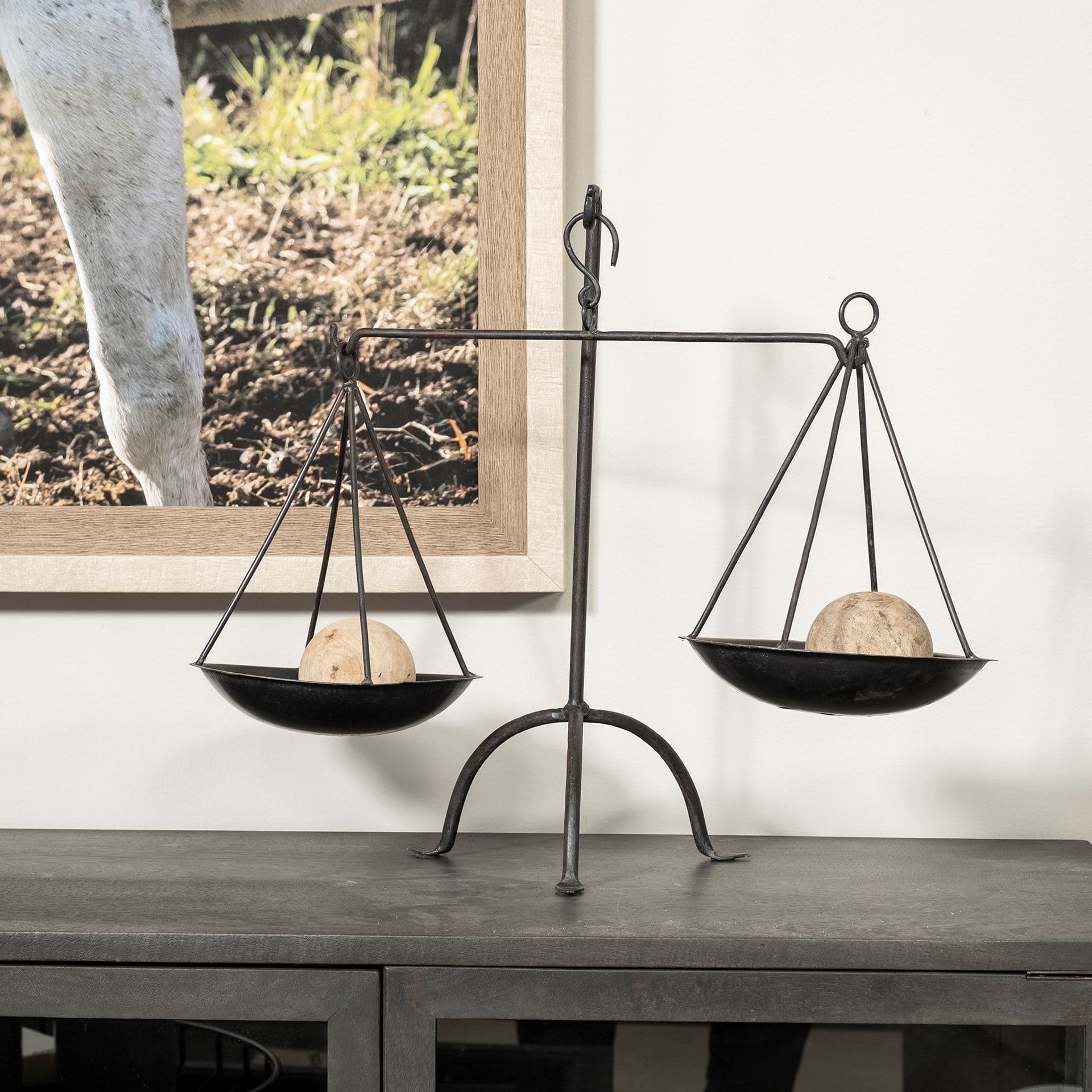 Adilah 16L x 10W Black Metal Vintage Inspired Weighing Scale — product photograph