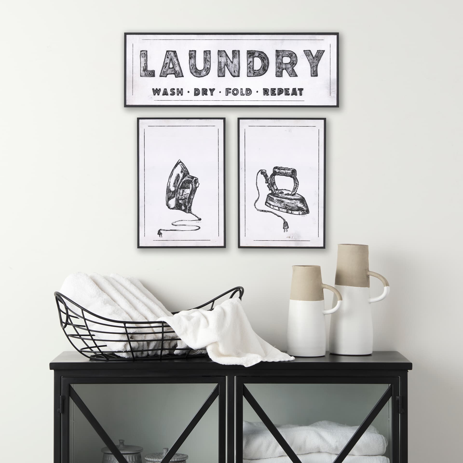 Vintage Iron I by Mercana Studio a Hand Embellished Textured Framed Art Print — in a styled room