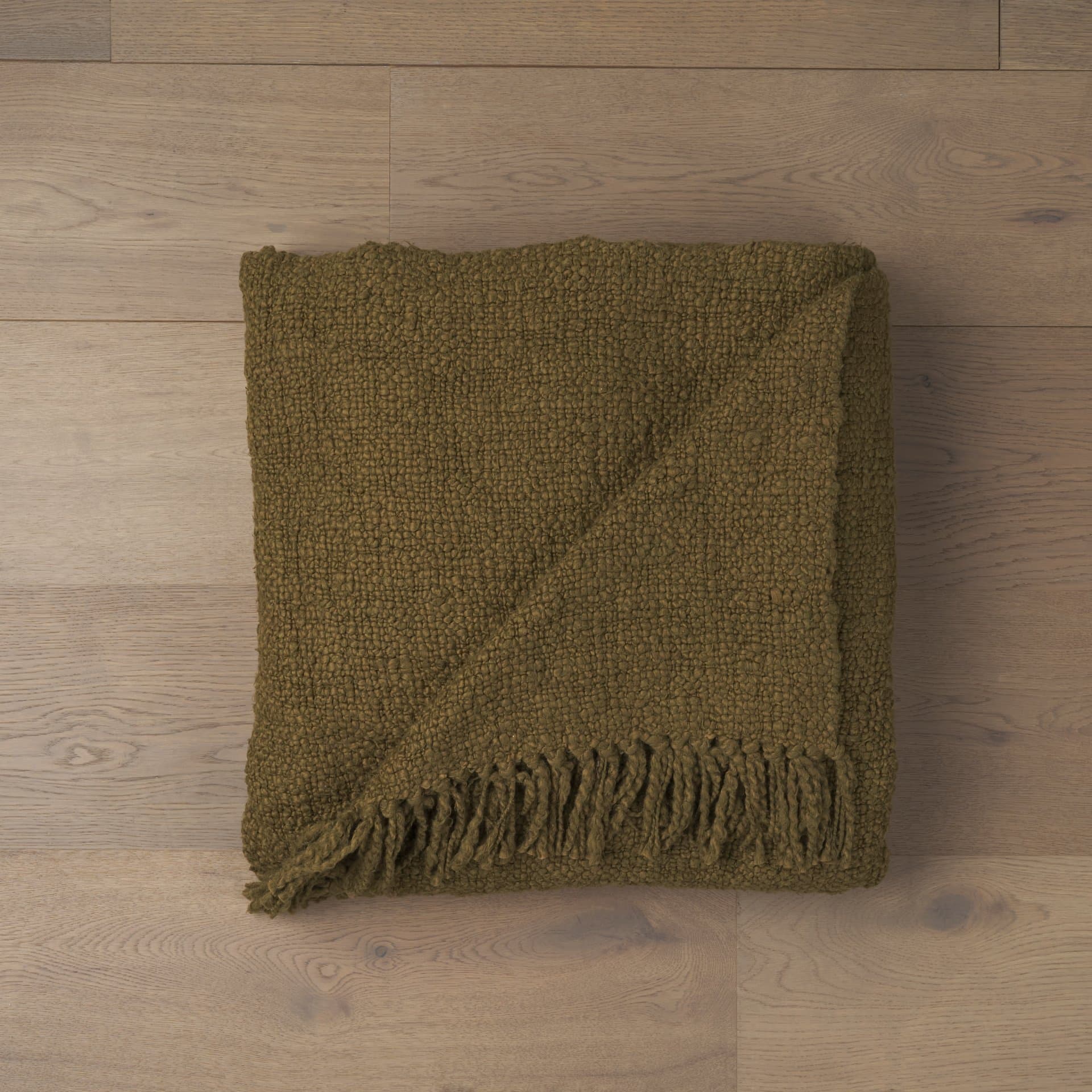 Kambal Dark Olive Green Woven Cotton Throw Blanket — product photograph