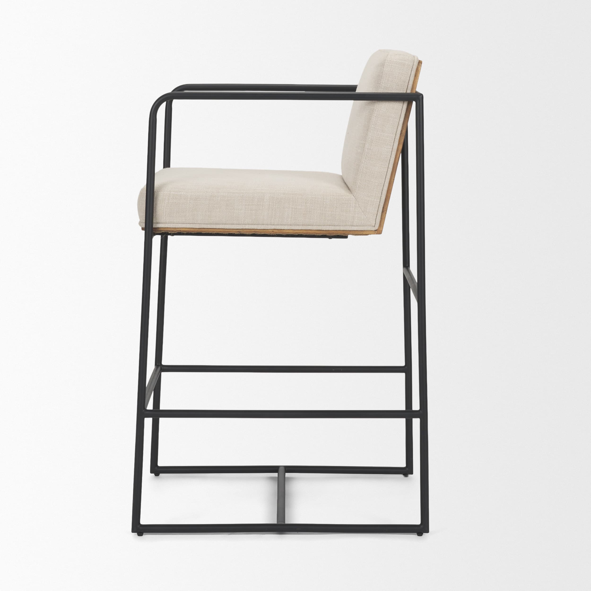 Stamford Backless 36.5in Seat Counter Stool | Beige Fabric w/ Metal — product photograph