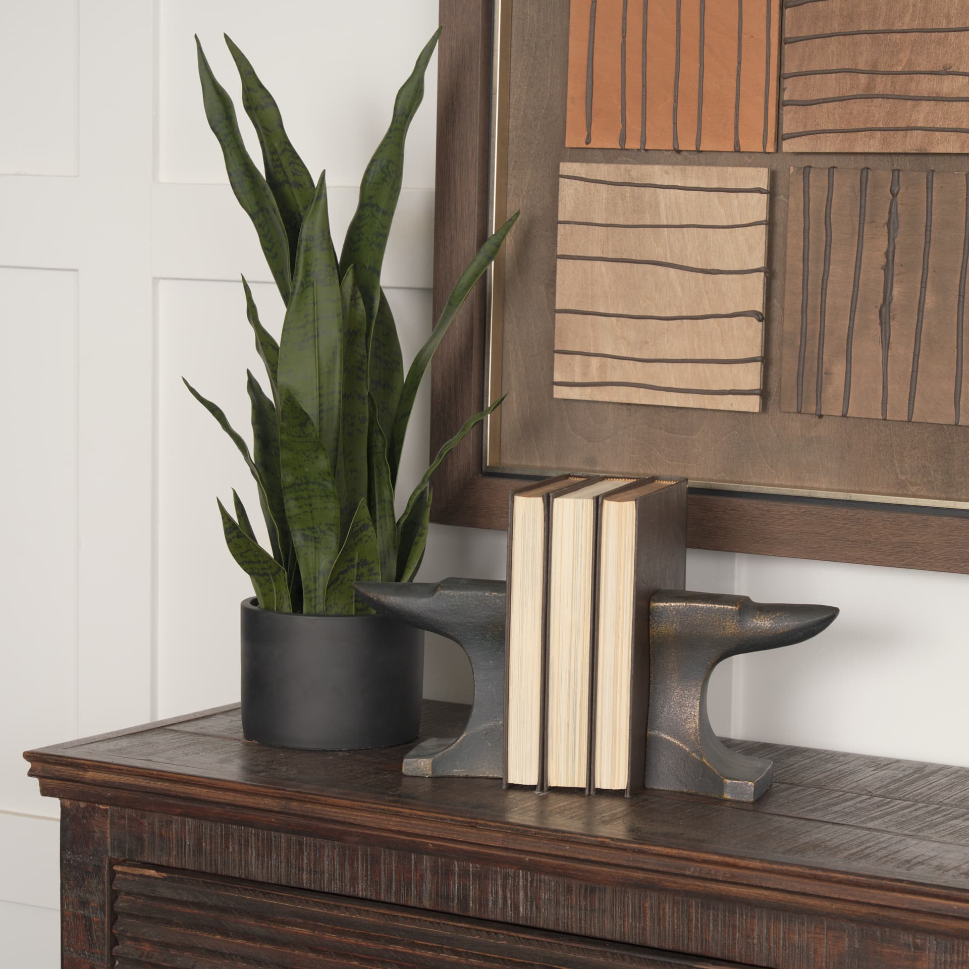 Anvilia (Set of 2) 12L x 4W Black With Gold Accents Anvil Shaped Bookends — product photograph