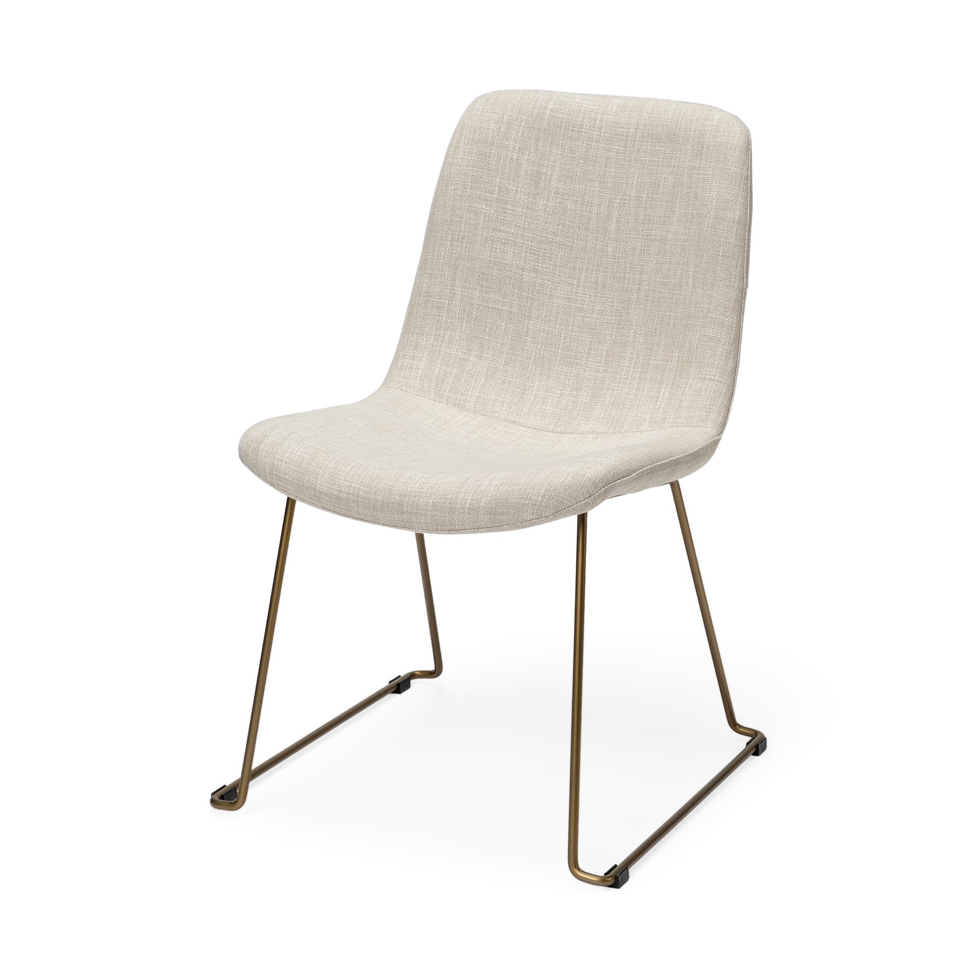 Sawyer Solid Back Dining Side Chair | Beige Fabric w/ Gold Metal — product photograph