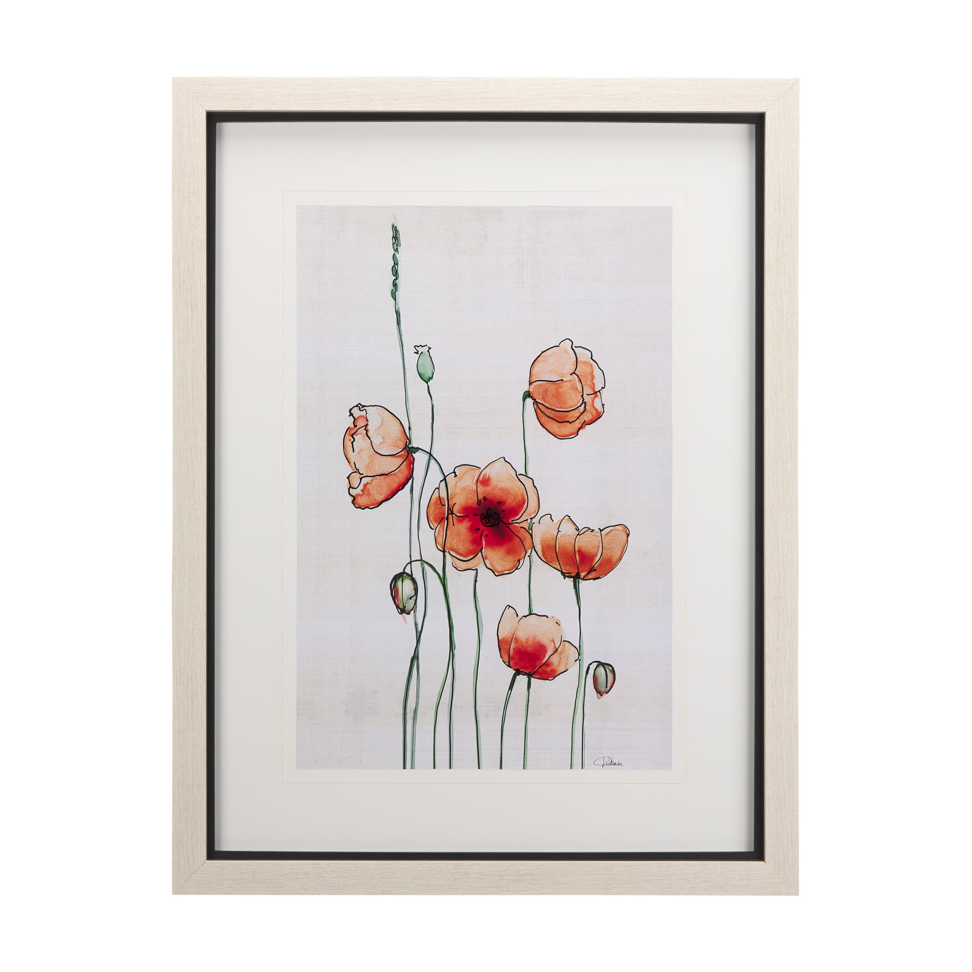 Meadow flowers I by Mercana Studio a Hand Embellished Textured Framed Art Print Matted under Glass — product photograph