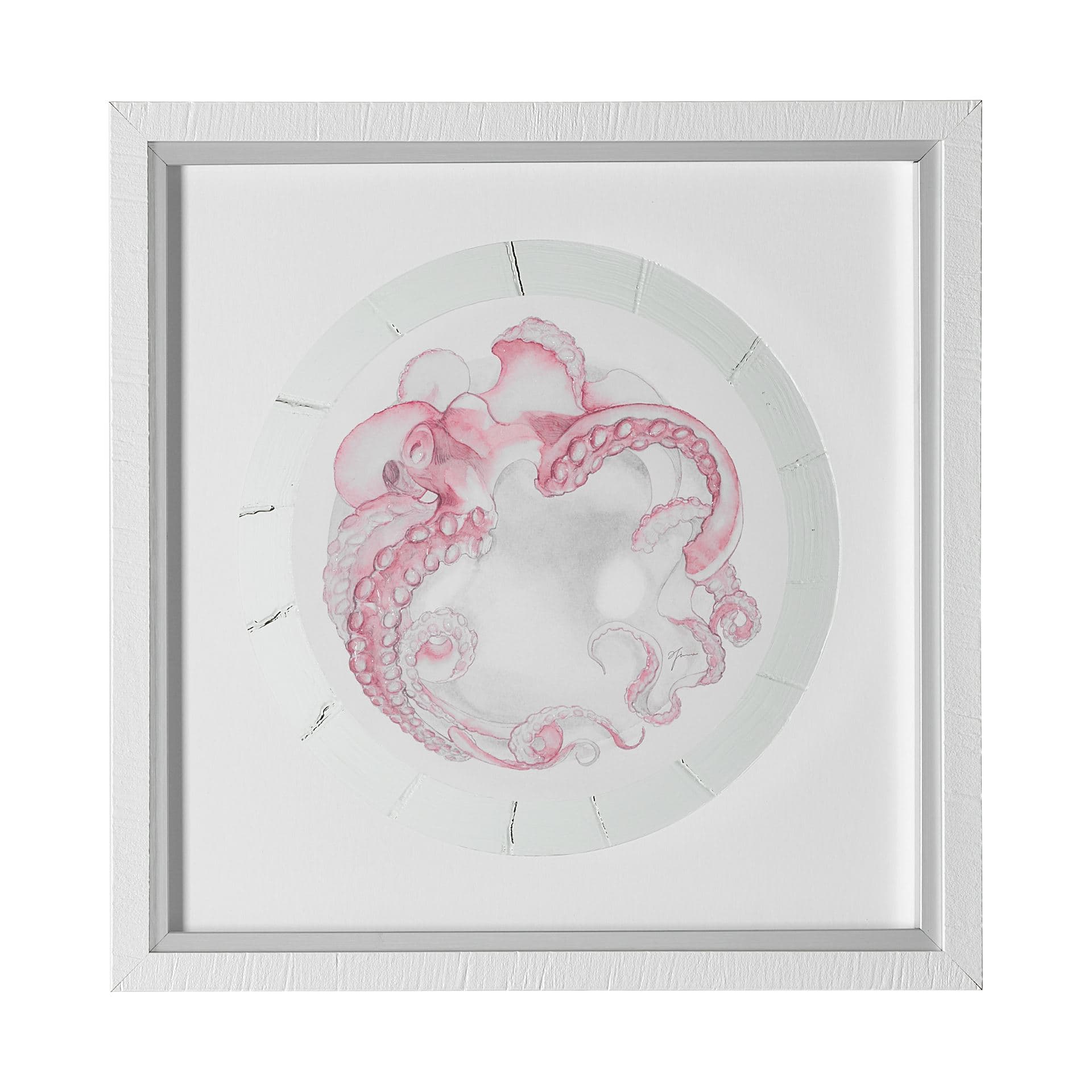 Who Stole My Precious I Pink by Fiona H Hand Embellished Textured Framed Print Matted under Glass — product photograph