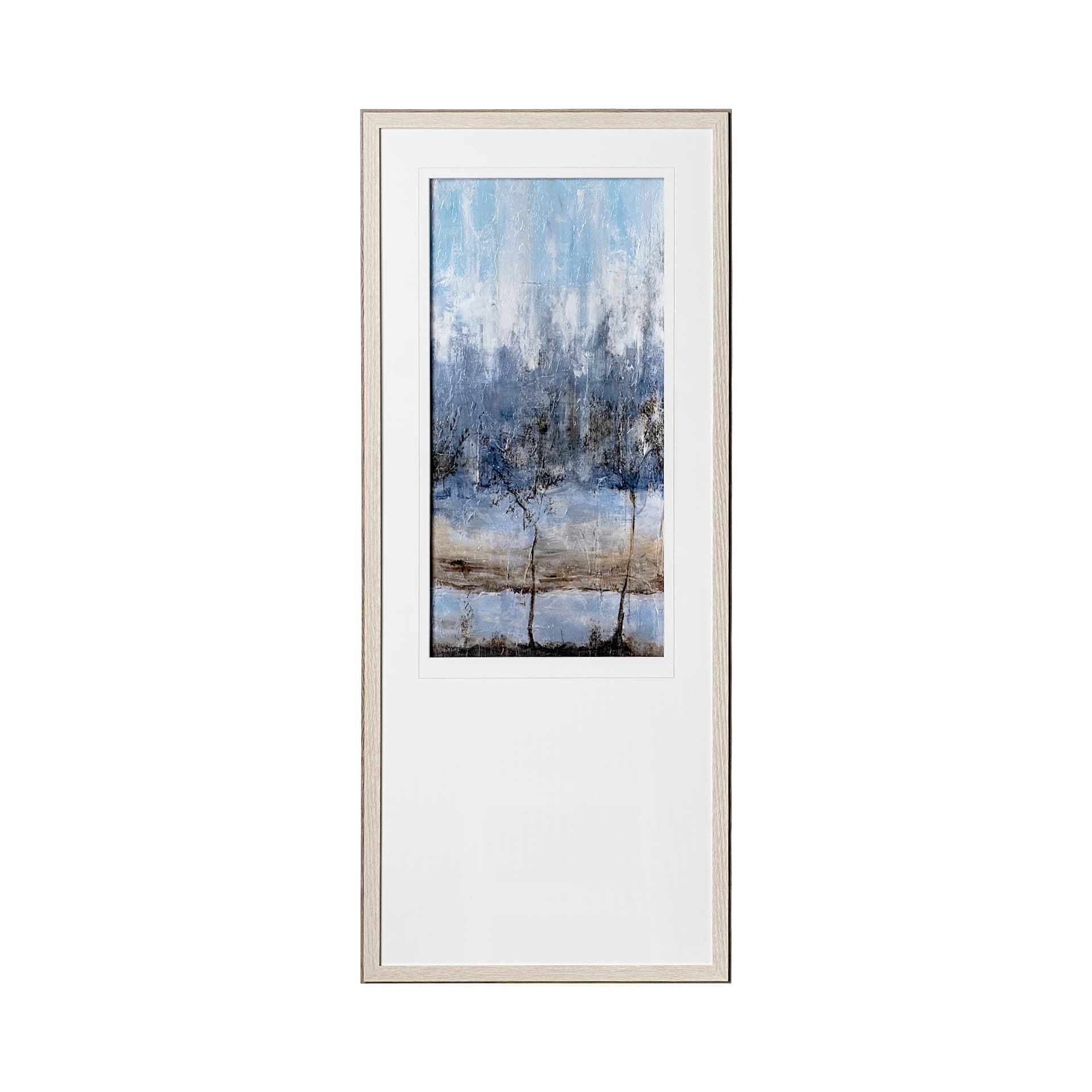 Anchored In Blue I by Aziz Kadmiri a Hand Embellished Textured Framed Art Print Matted under Glass — product photograph