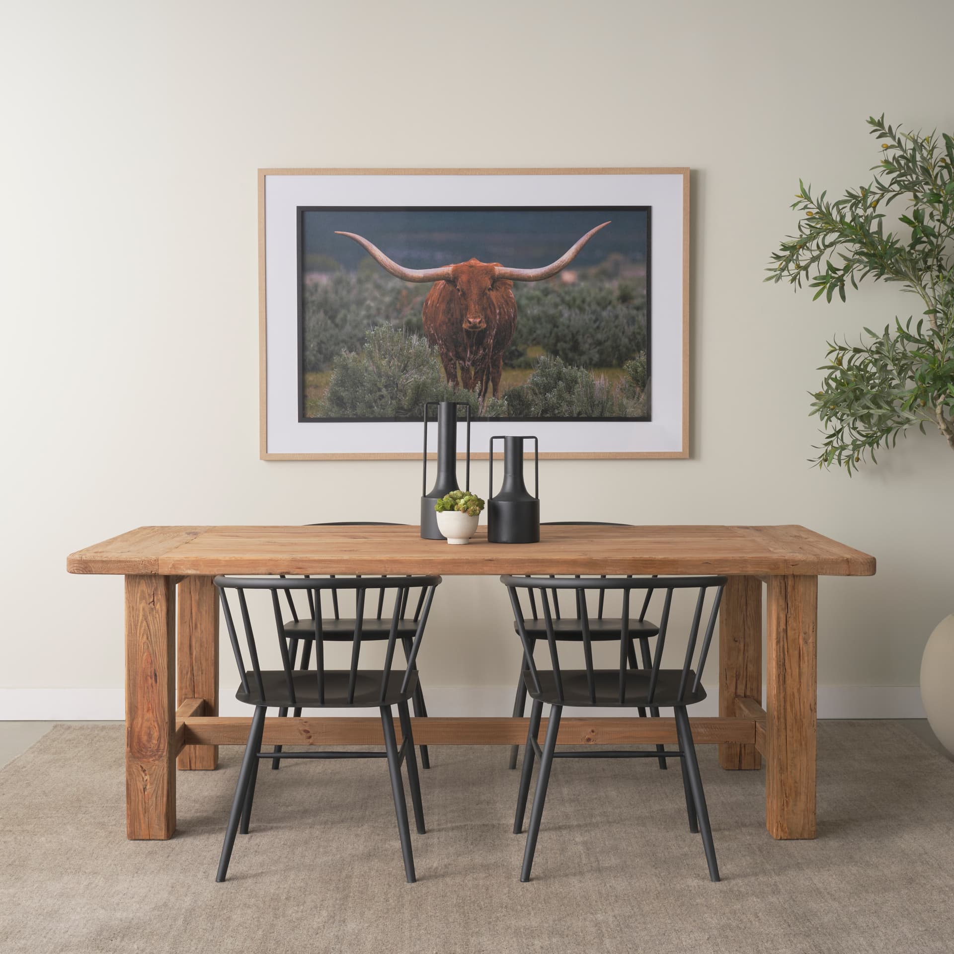 Longhorn 5 by Gary Blatter a Hand Embellished Framed Photo Art Print Matted under Glass — in a styled room