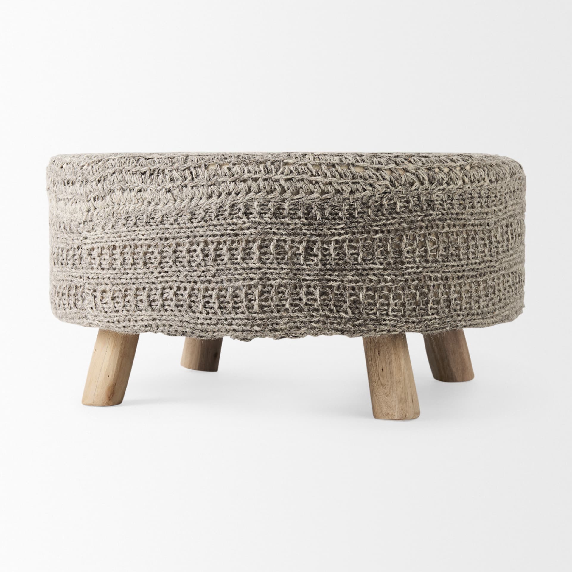 Bina 30.0L x 30.0W x 15.0H Dark Gray 4 Legged Wool Stool — product photograph
