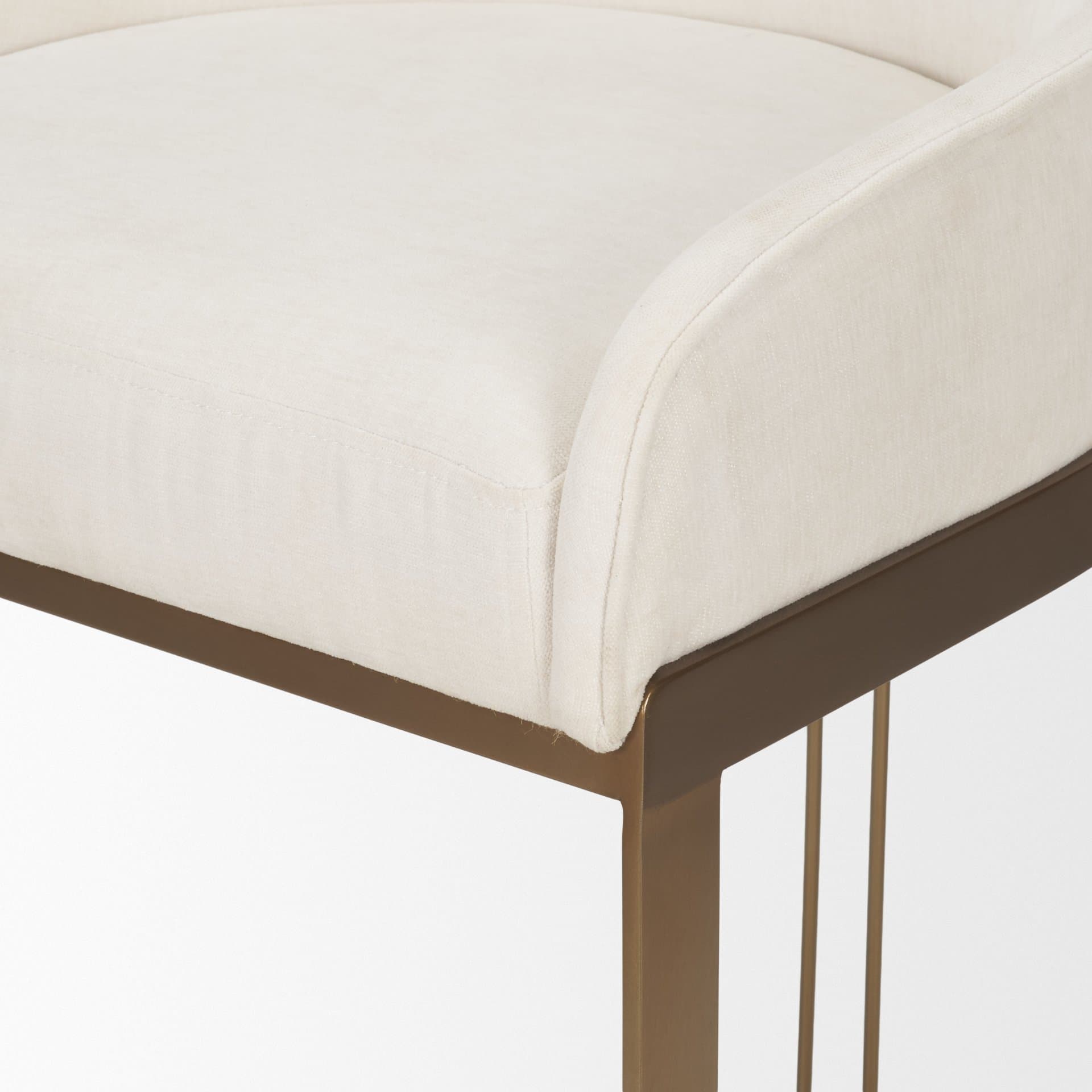 Hollyfield Low Back 24.75in Seat Counter Stool | Cream Fabric w/ Metal — product photograph