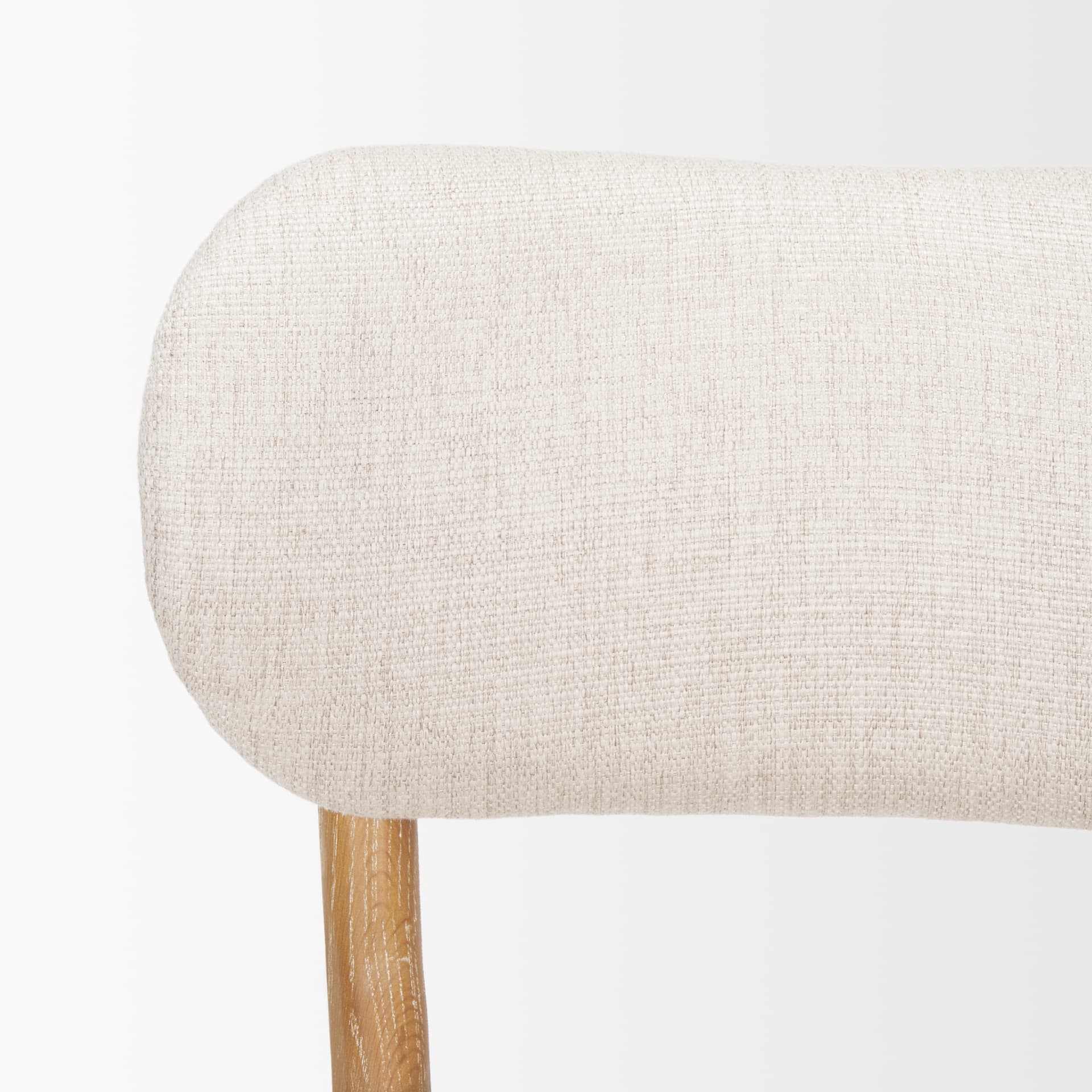 Owen Curved Back Dining Side Chair | Beige Fabric w/ Brown Wood — product photograph