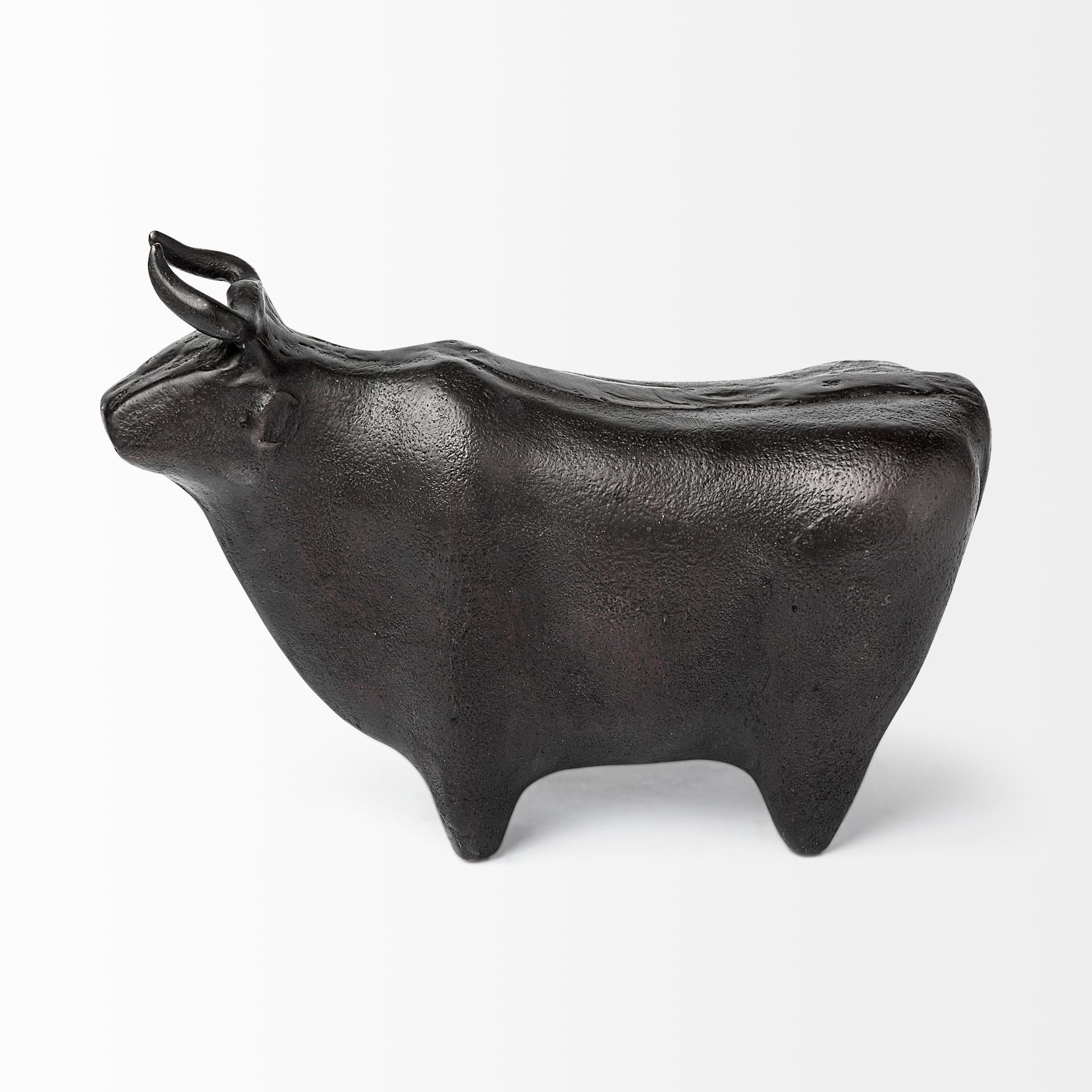 Taurus II 9L x 4W Black Cast Aluminum Bull Decorative Object — product photograph