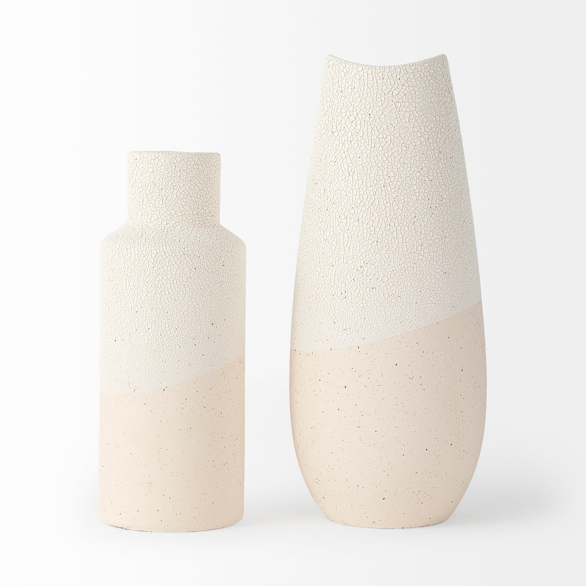 Salar 5.9L x 5.9W x 14.0H Cream Conical Crackled Ceramic Vase — product photograph