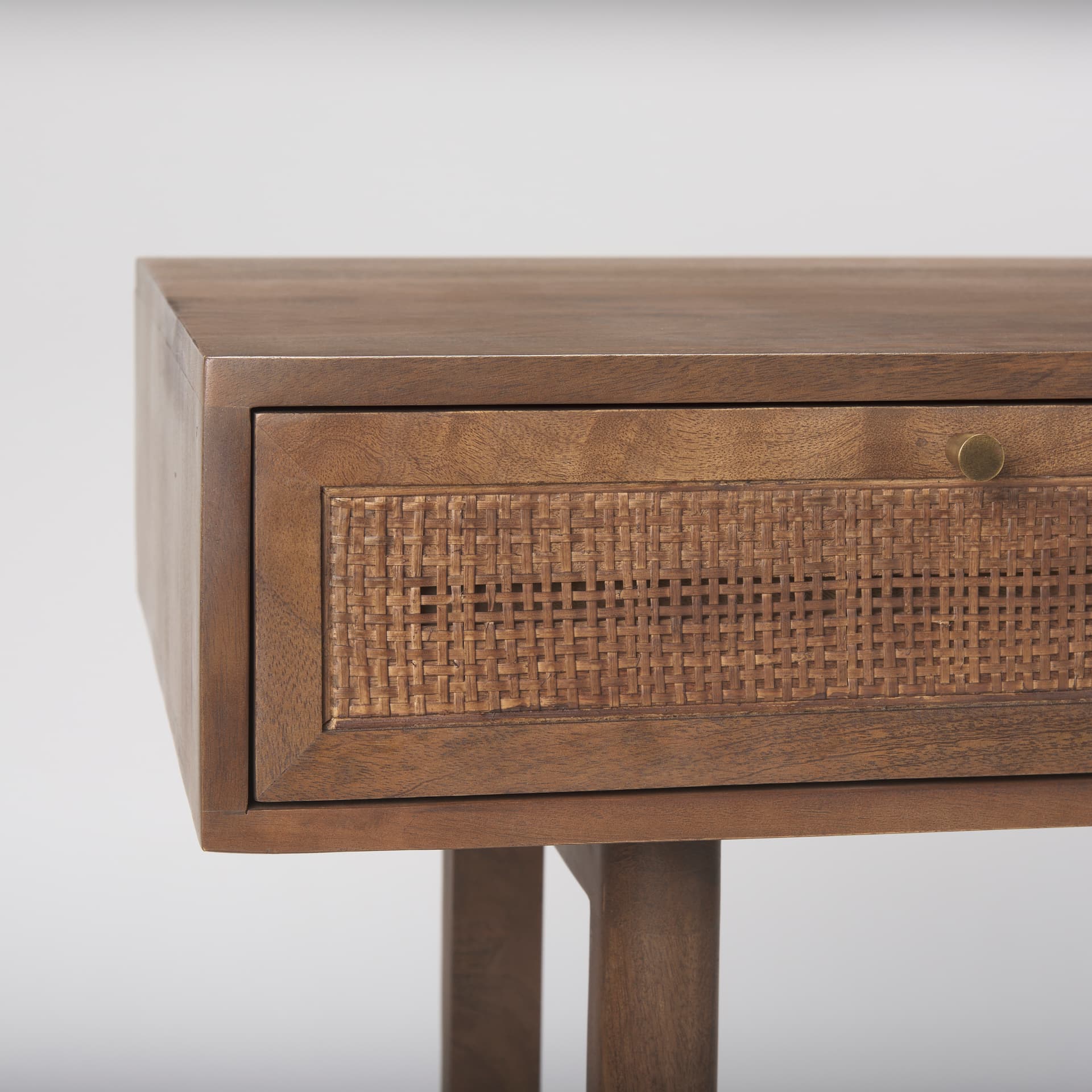 Grier 60" Medium Brown Solid Wood W/ Cane Office Desk — product photograph