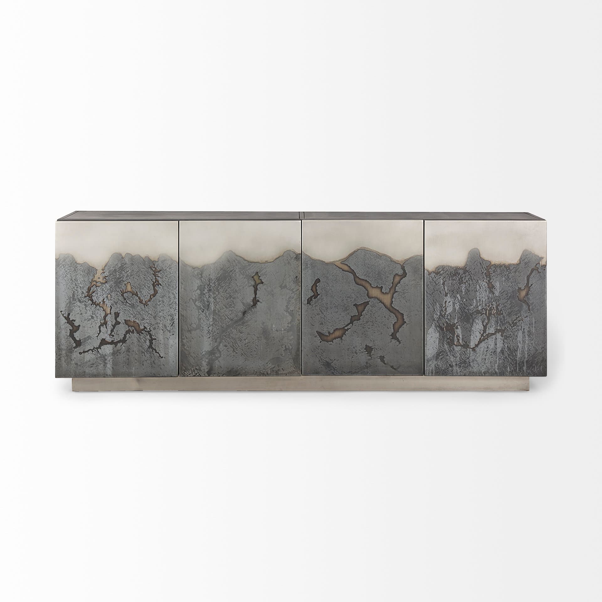 Roxdale 82.0L x 18.0W x 29.0H Acid Wash Metal Sideboard — product photograph