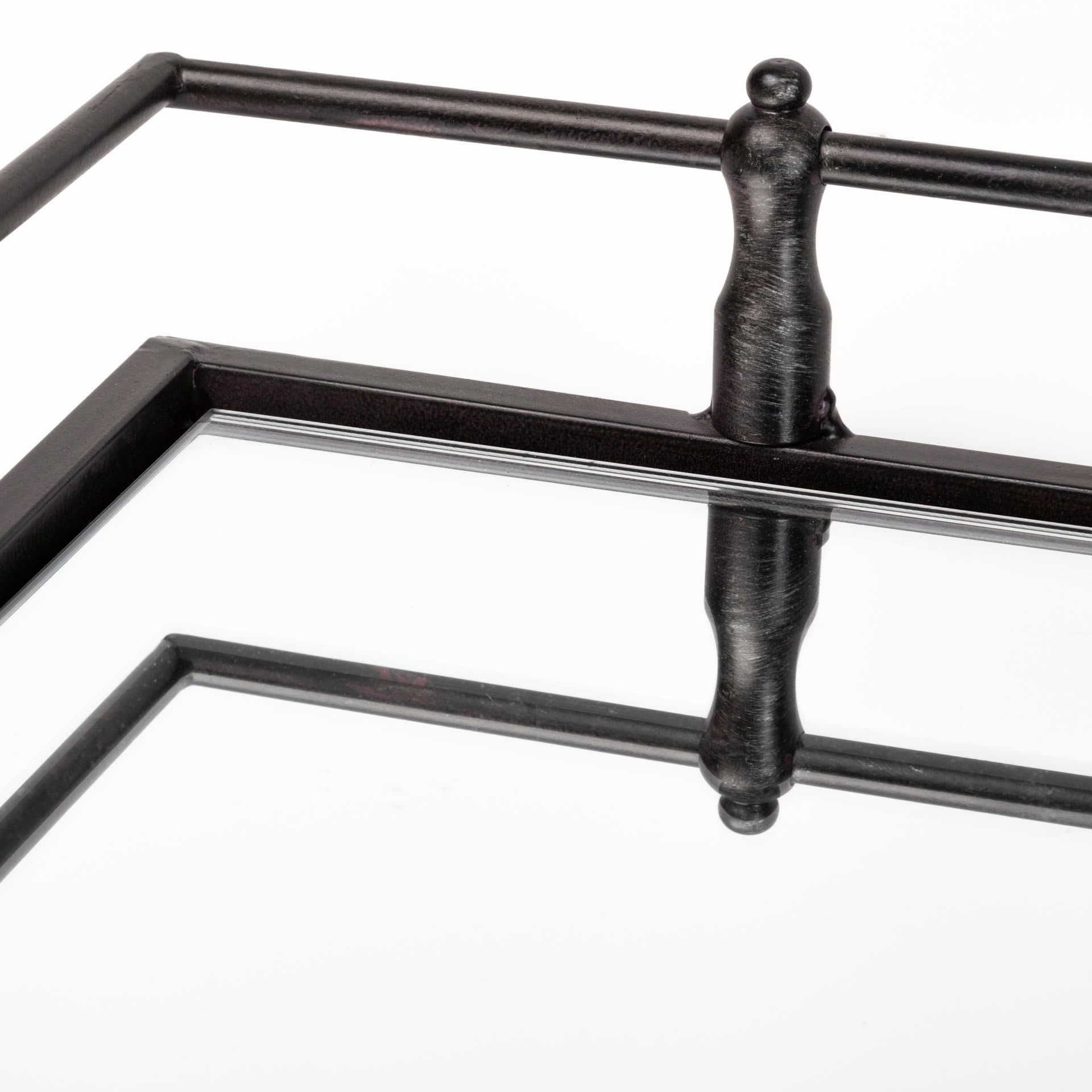 Christa 22L x 22W Black Metal Mirrored Base Square Tray — product photograph