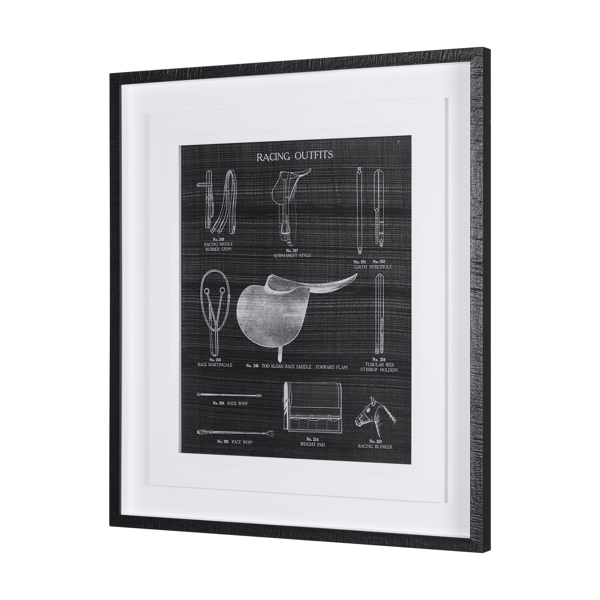 Equestrian Riding III BW by Mercana Studio Hand Embellished Framed Art Print Matted under Glass — product photograph
