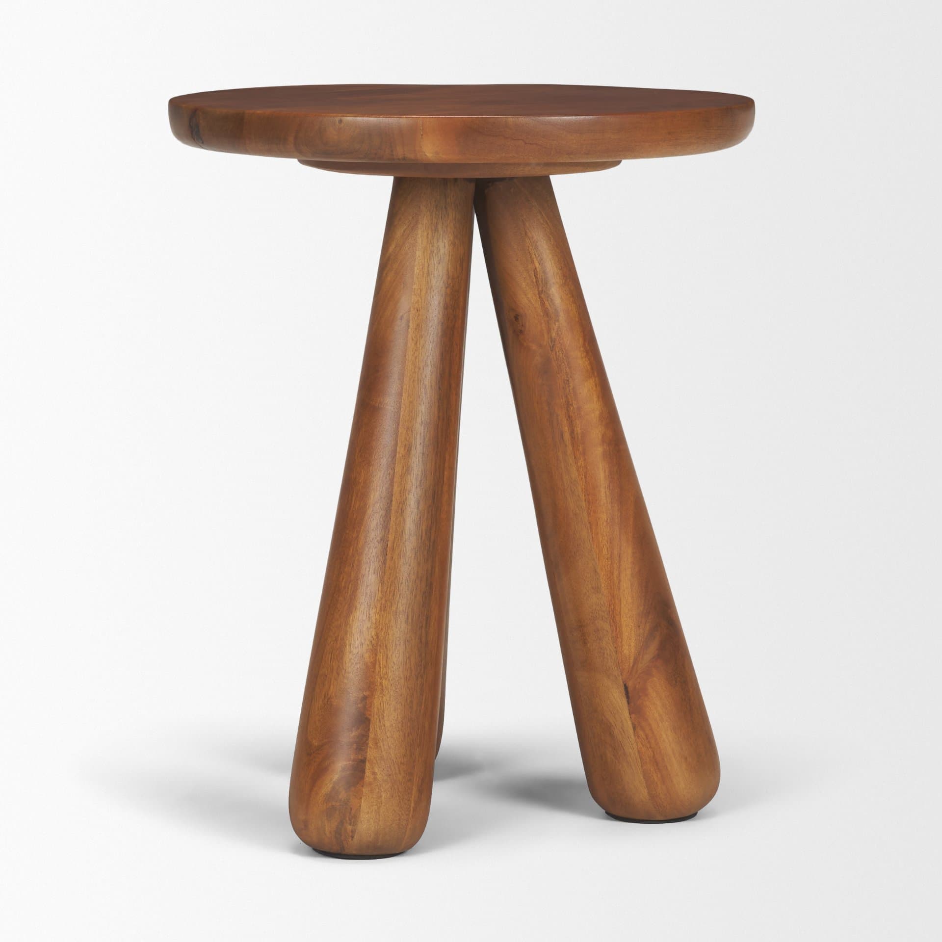 Mora Medium Brown Wood 3-Legged Accent Table — product photograph